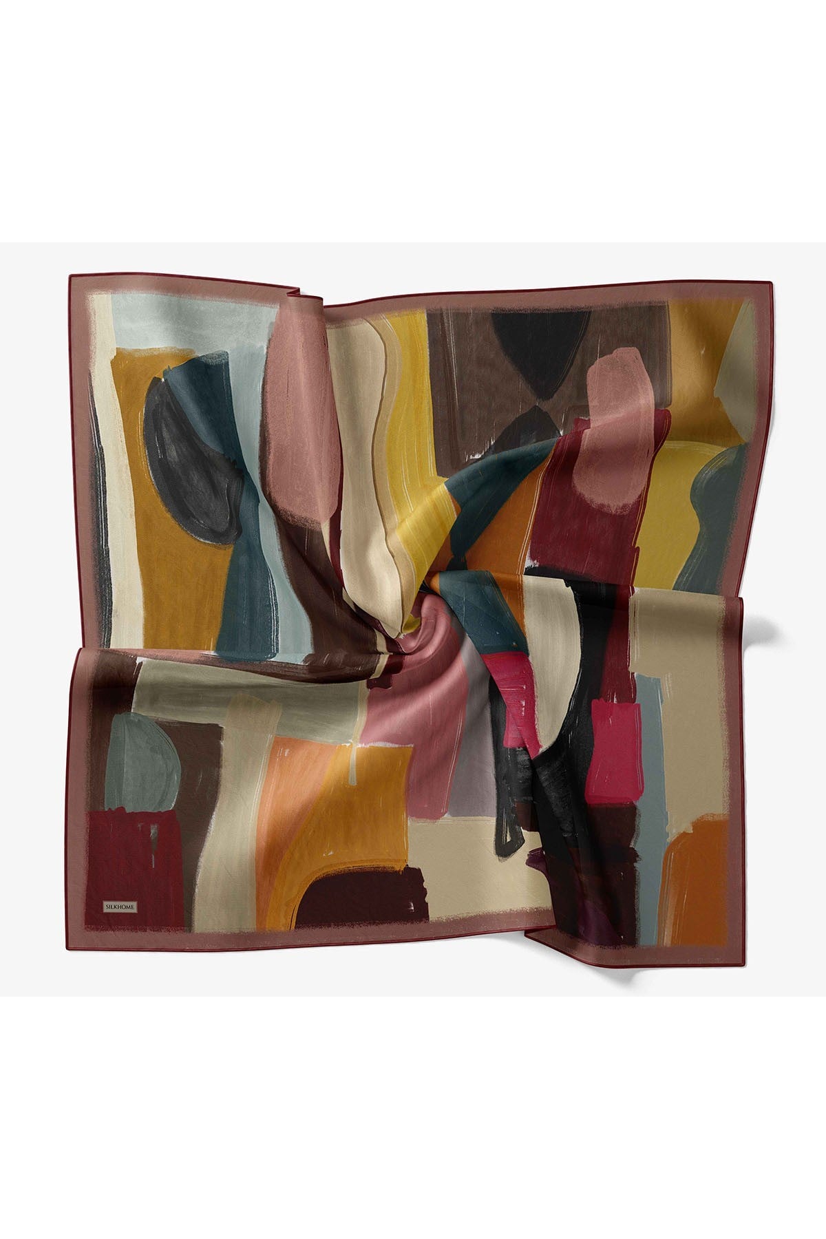 Twill İpek Eşarp Painterly Bordo