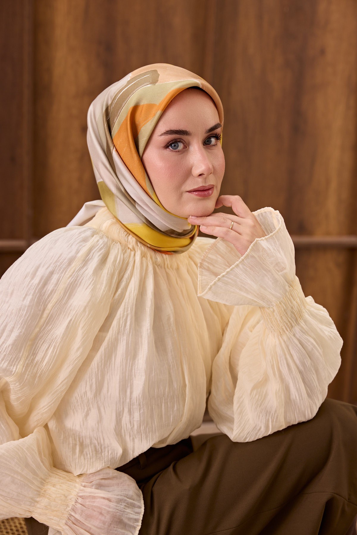 Twill İpek Eşarp Painterly Gümüş