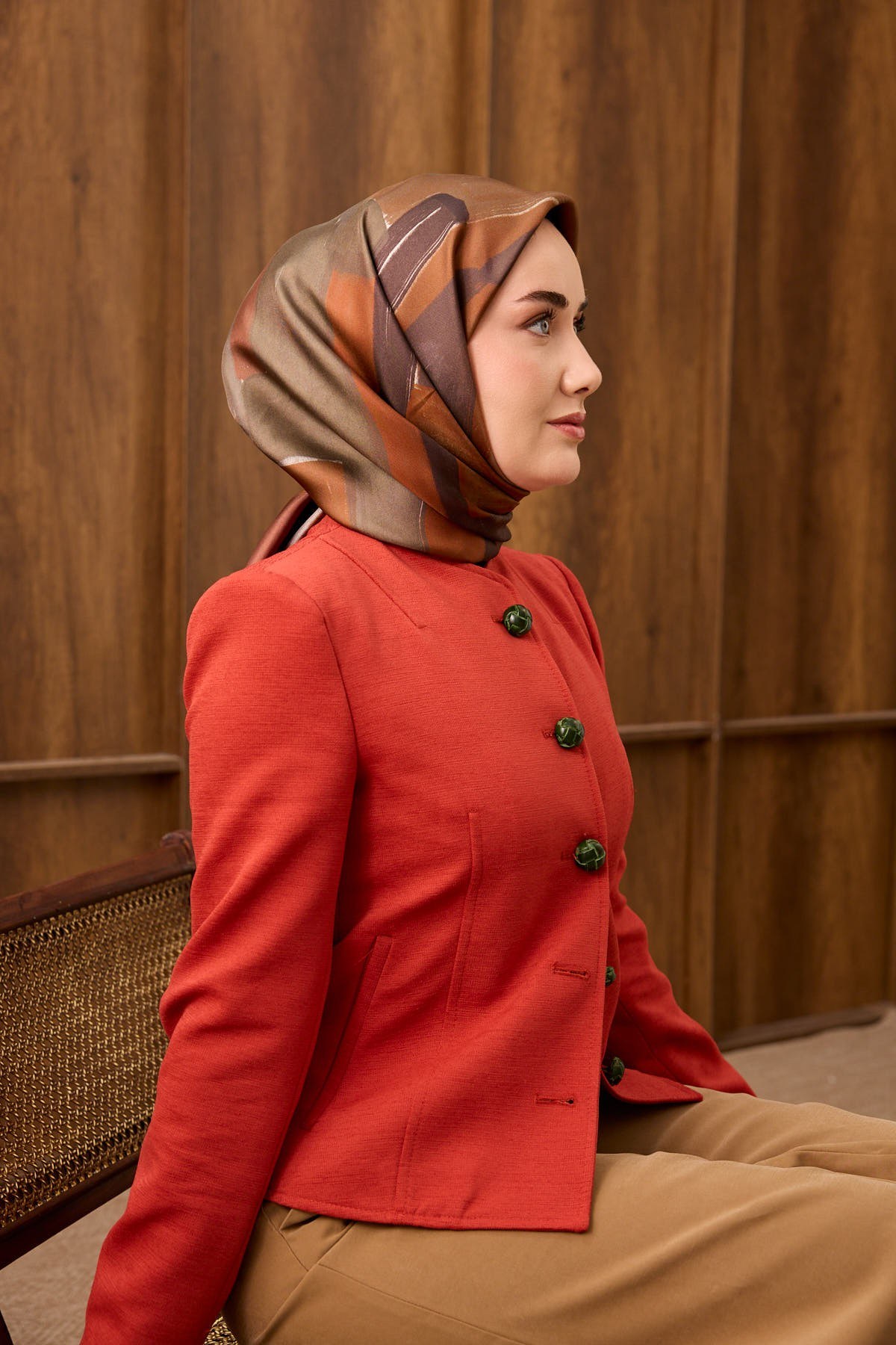 Twill İpek Eşarp Painterly Kırmızı