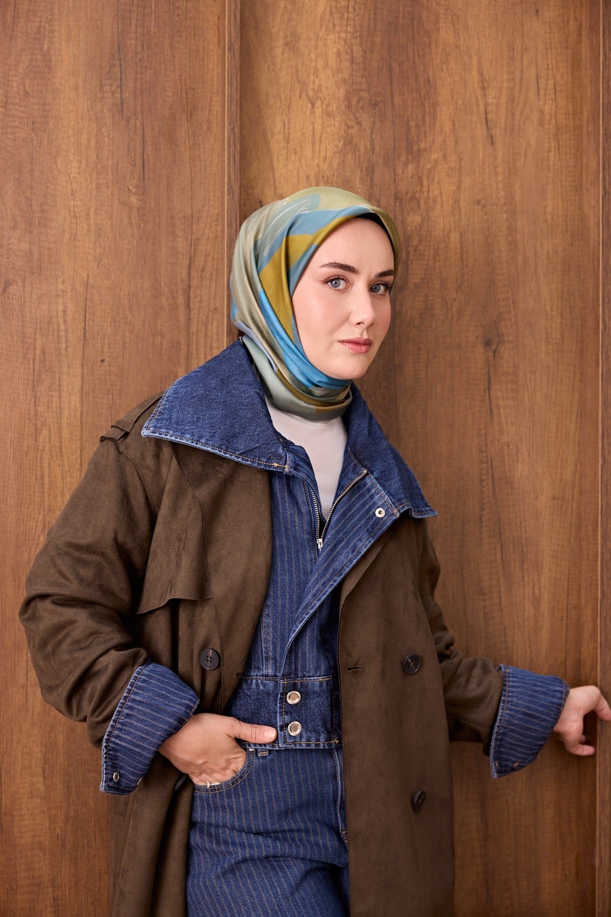 Twill İpek Eşarp Painterly Mint Yeşili