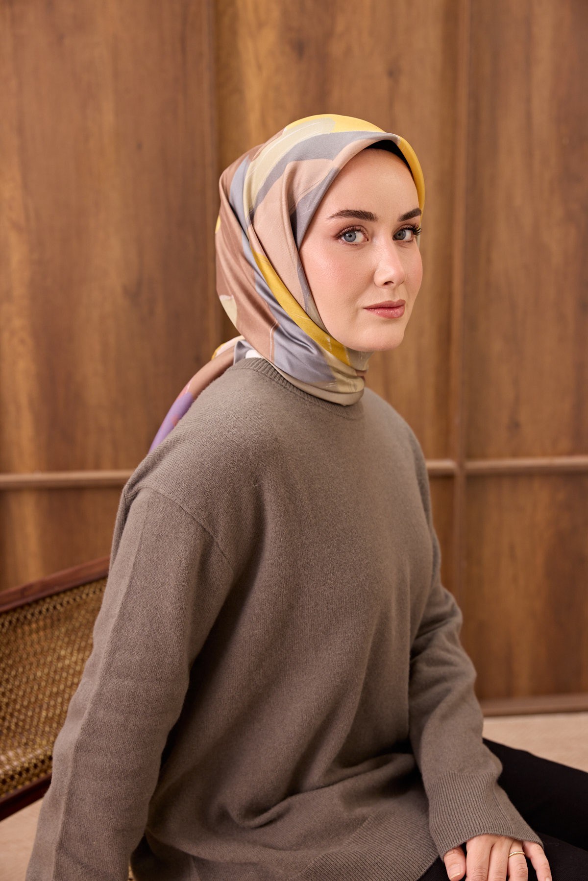 Twill İpek Eşarp Painterly Sarı