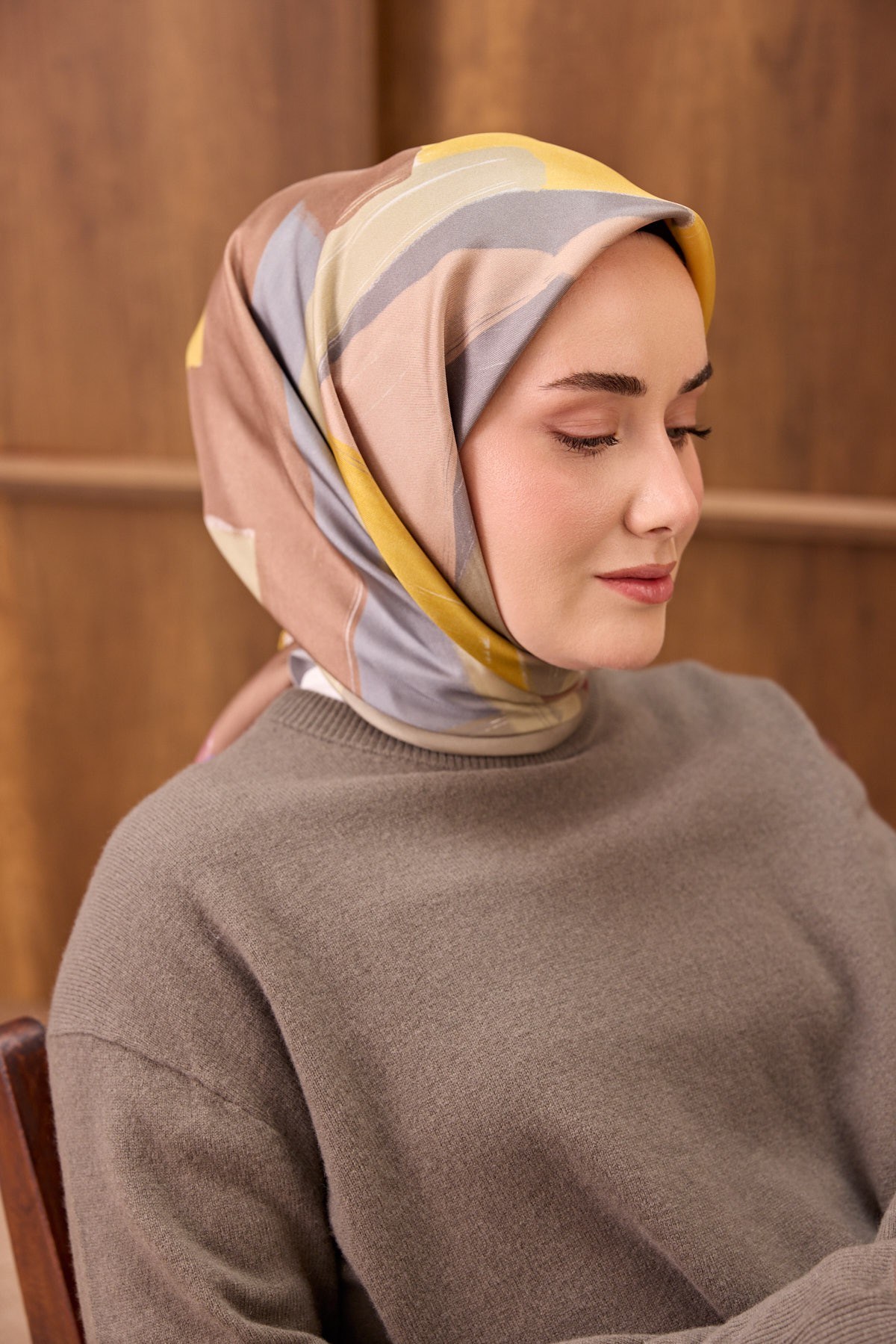 Twill İpek Eşarp Painterly Sarı