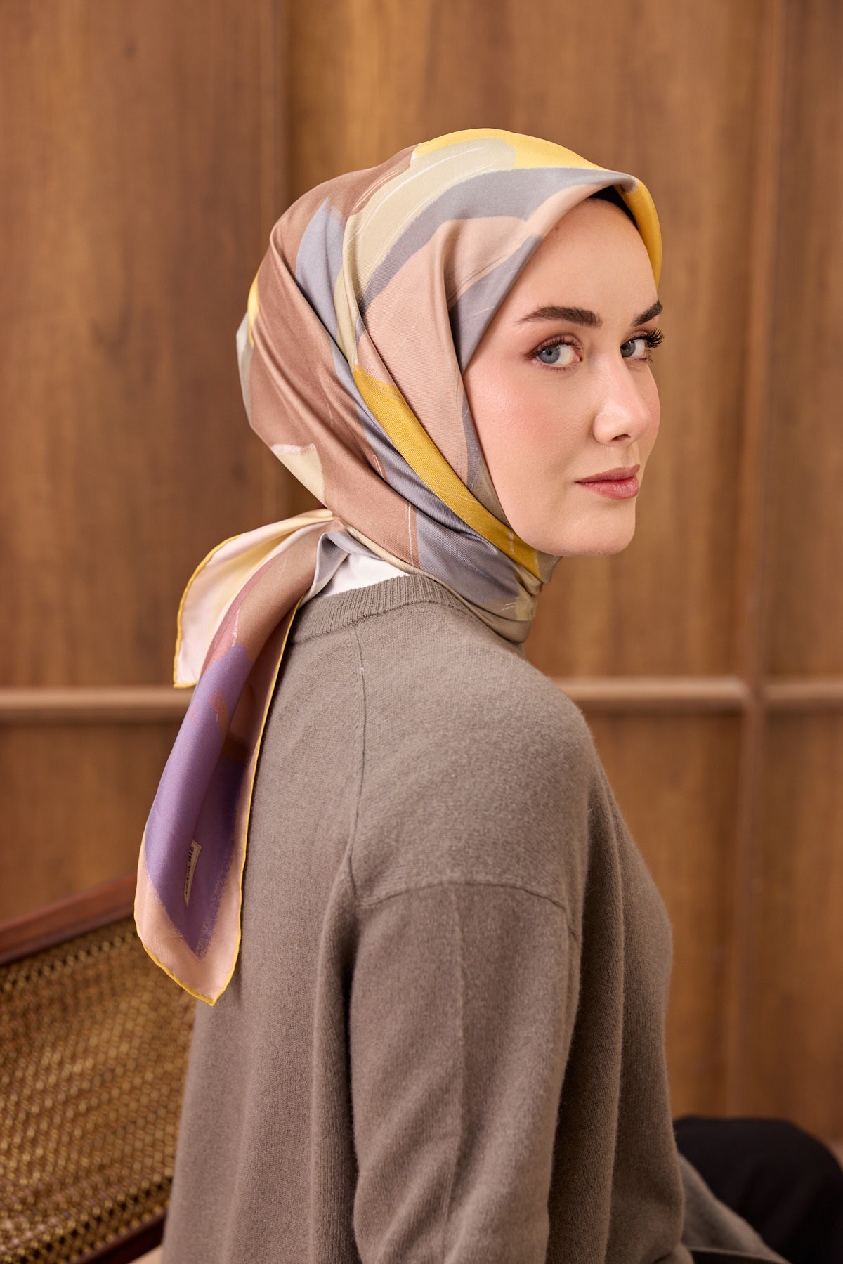 Twill İpek Eşarp Painterly Sarı