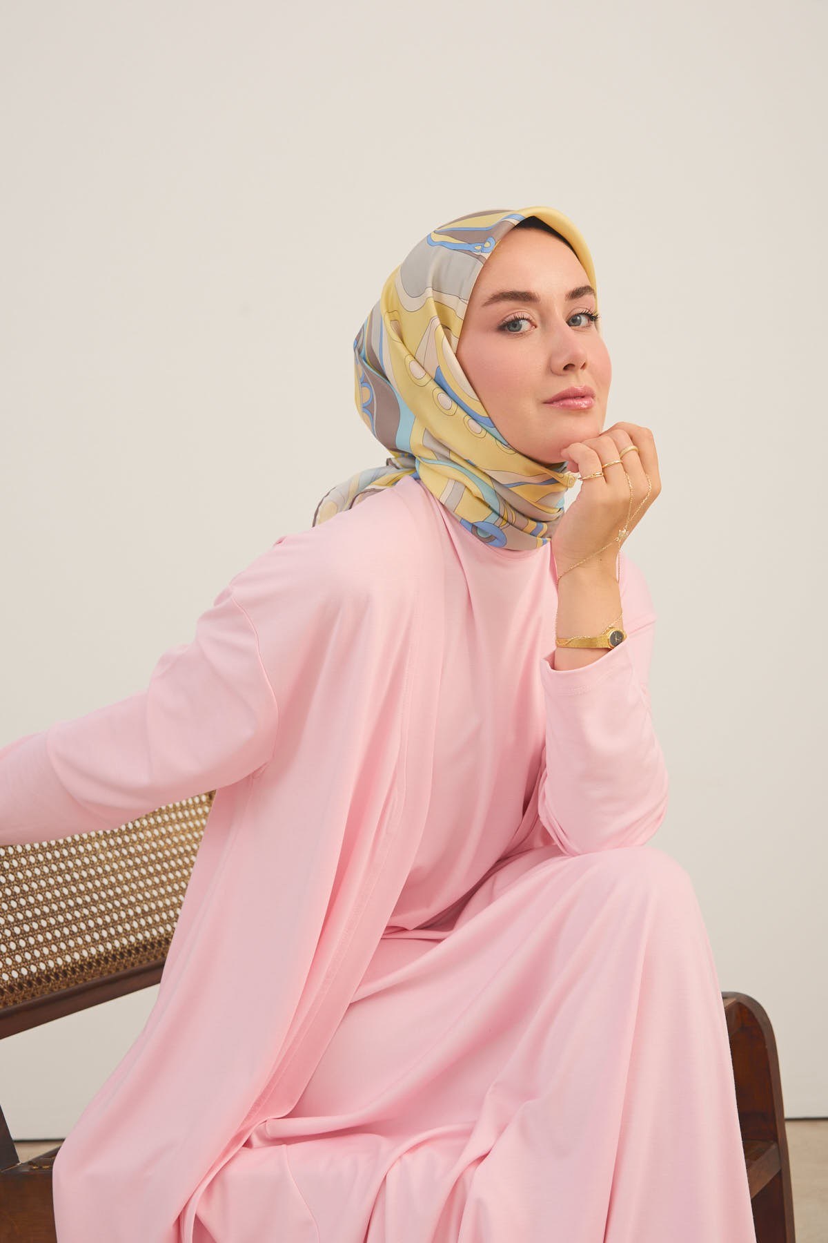 Twill İpek Eşarp Retro Paisley Sarı