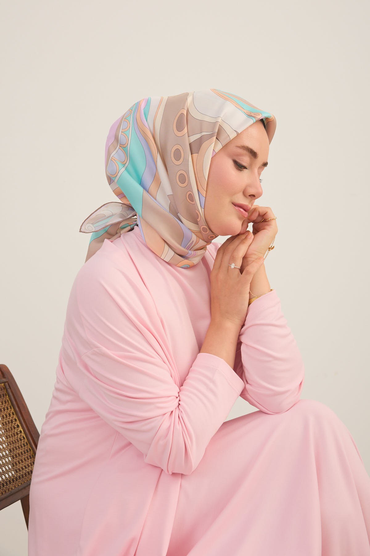 Twill İpek Eşarp Retro Paisley Yavruağzı