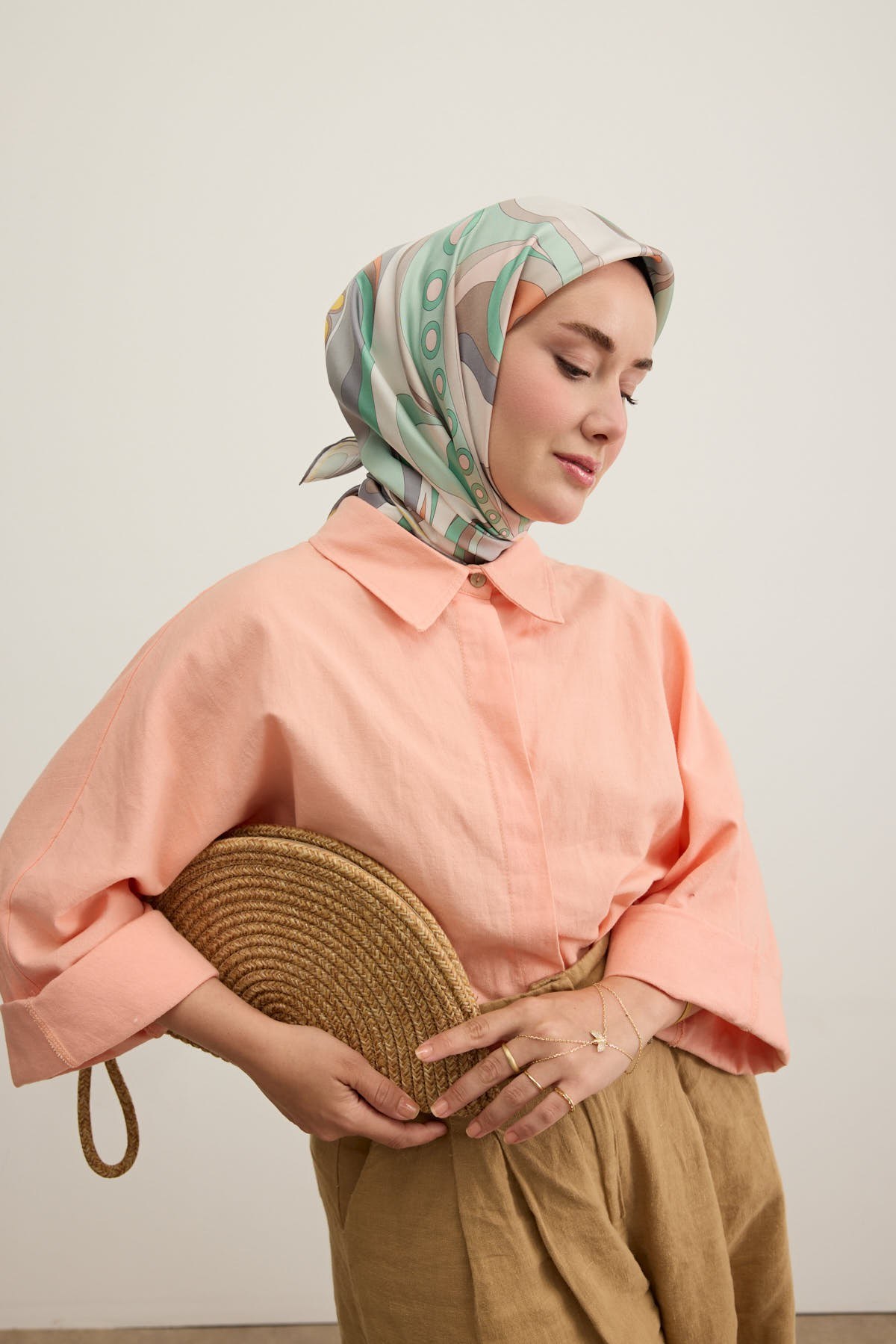 Twill İpek Eşarp Retro Paisley Yeşil