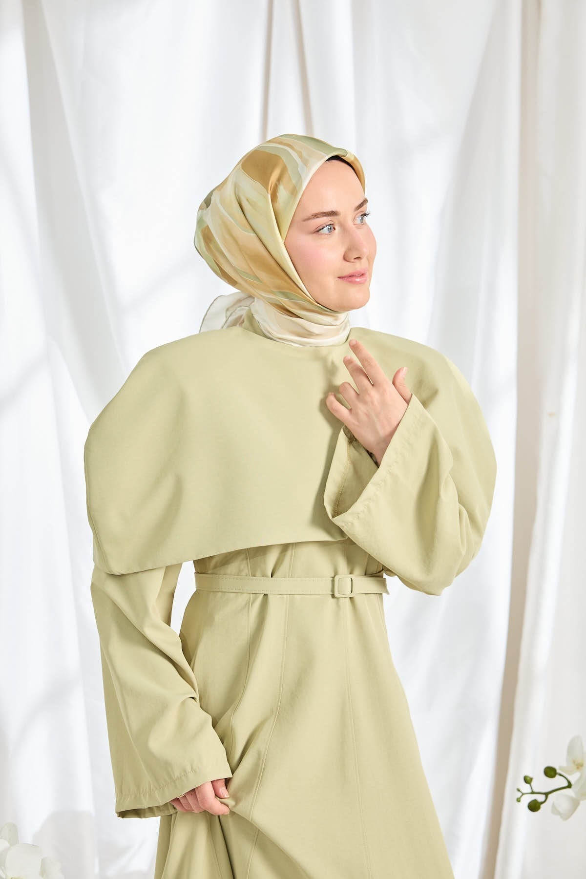 Twill İpek Eşarp Watercolor Su Yeşili