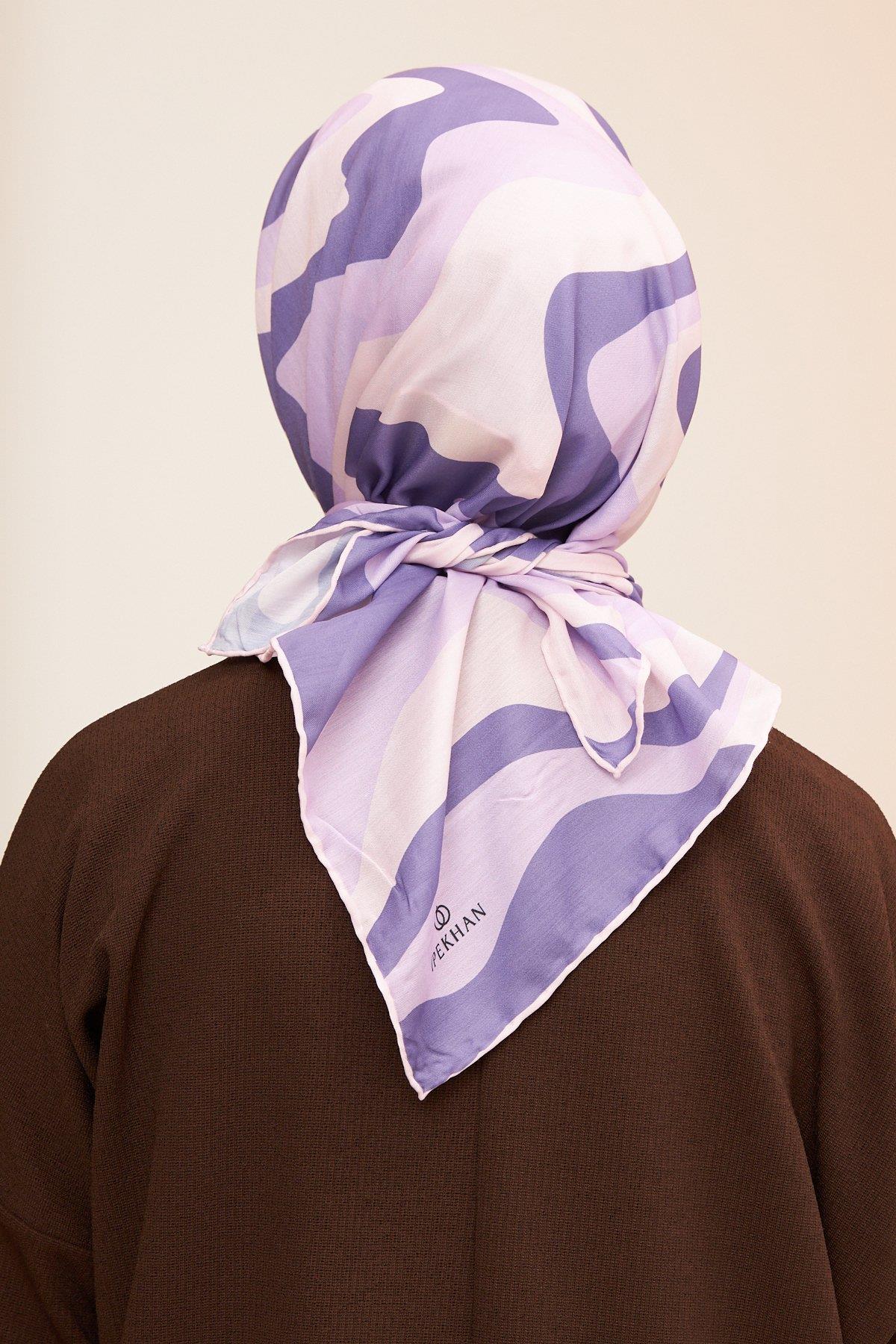 Twist Lila Mor Pamuk Viskon Eşarp Modeli