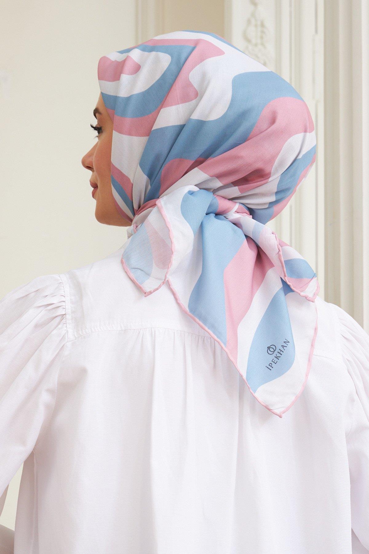 Twist Pudra Mavi  Pamuk Viskon Eşarp