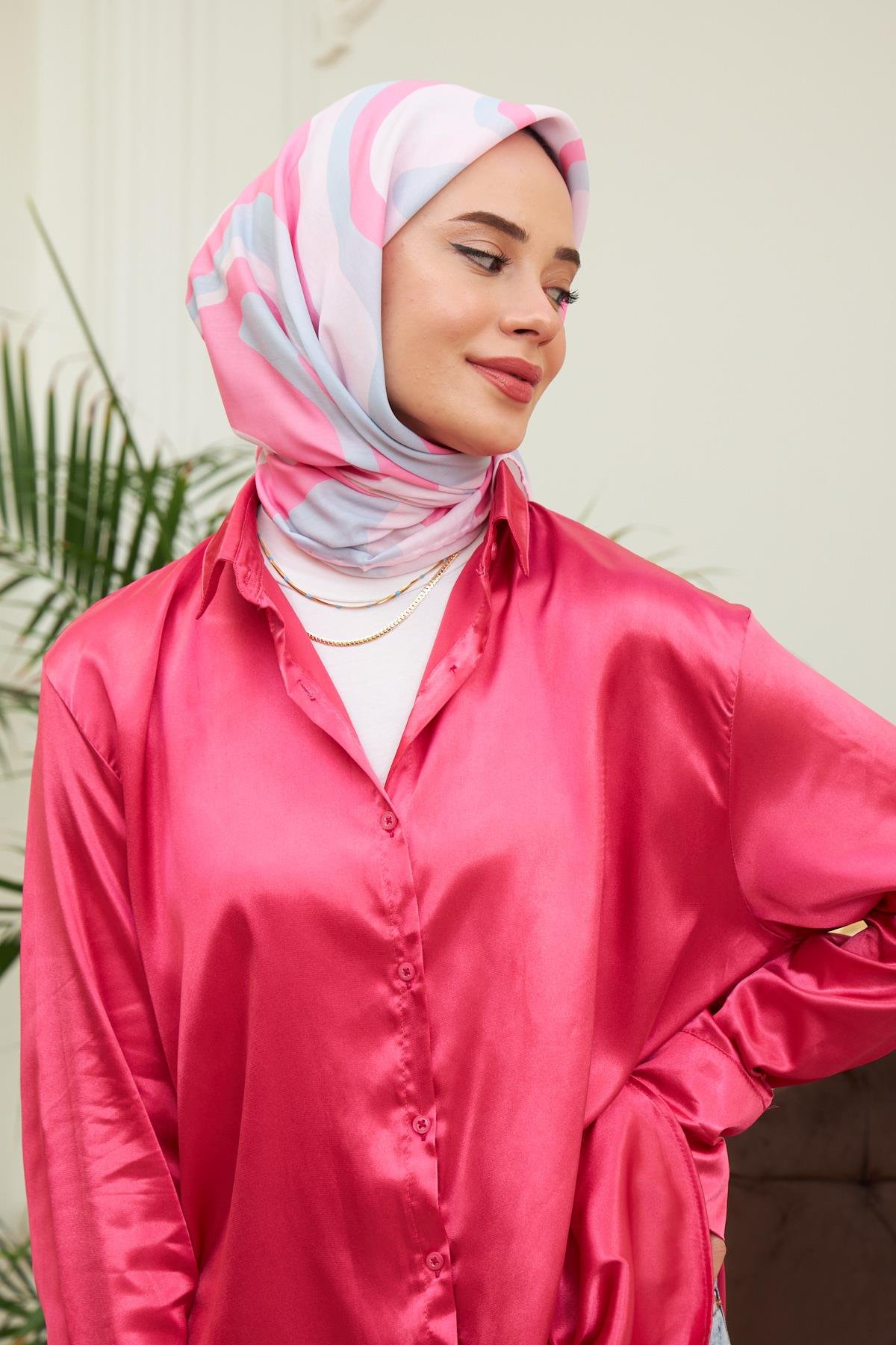 Twist Soft Mavi  Pamuk Viskon Eşarp