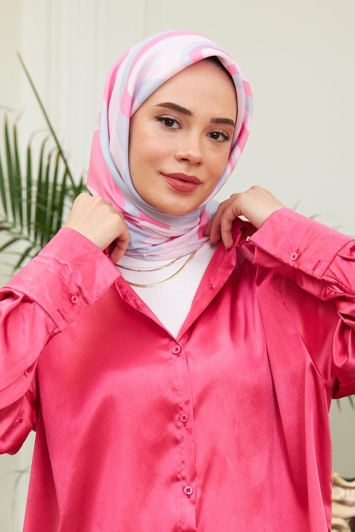 Twist Soft Mavi  Pamuk Viskon Eşarp