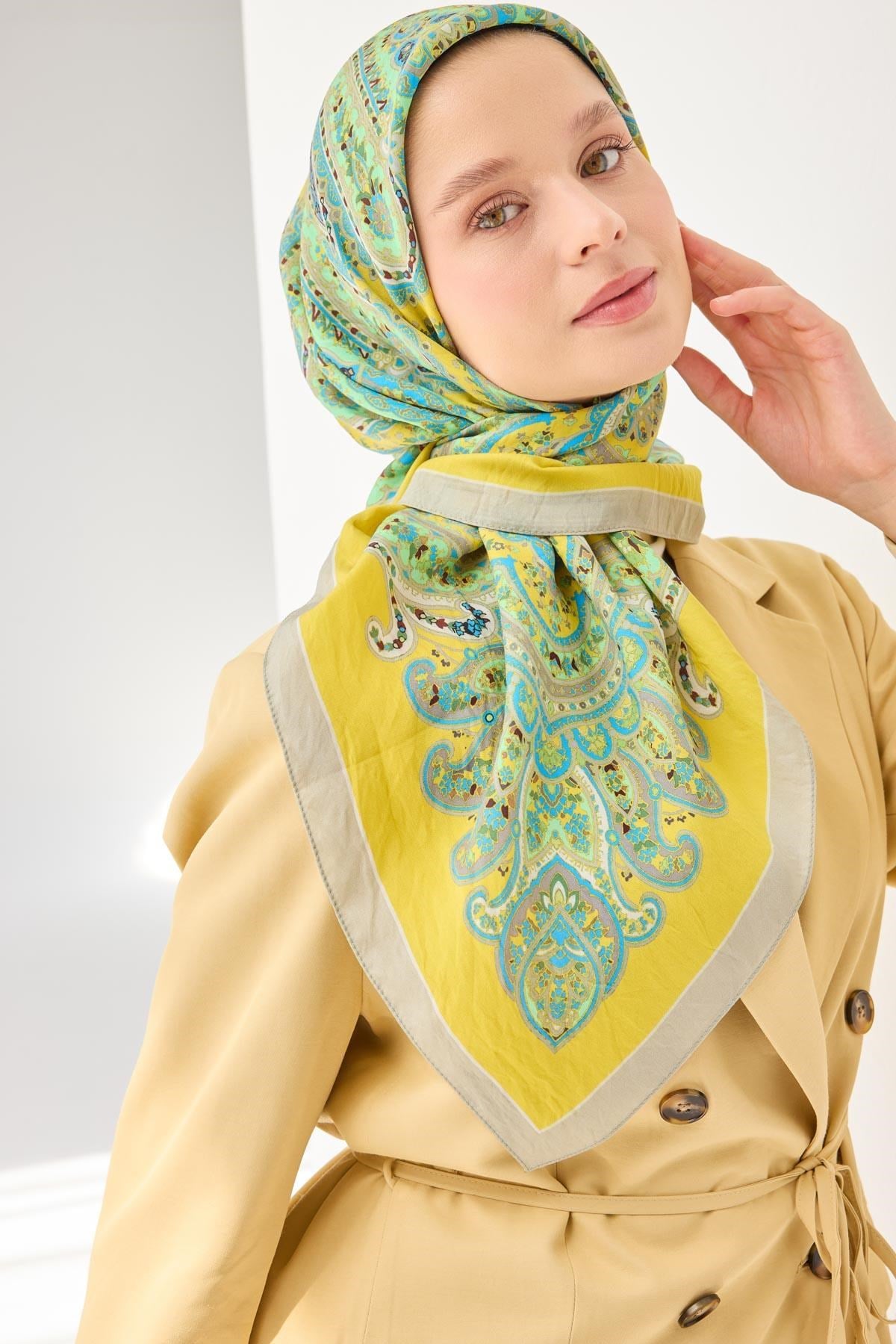 Velora Eşarp Ethnic Sarı 90x90