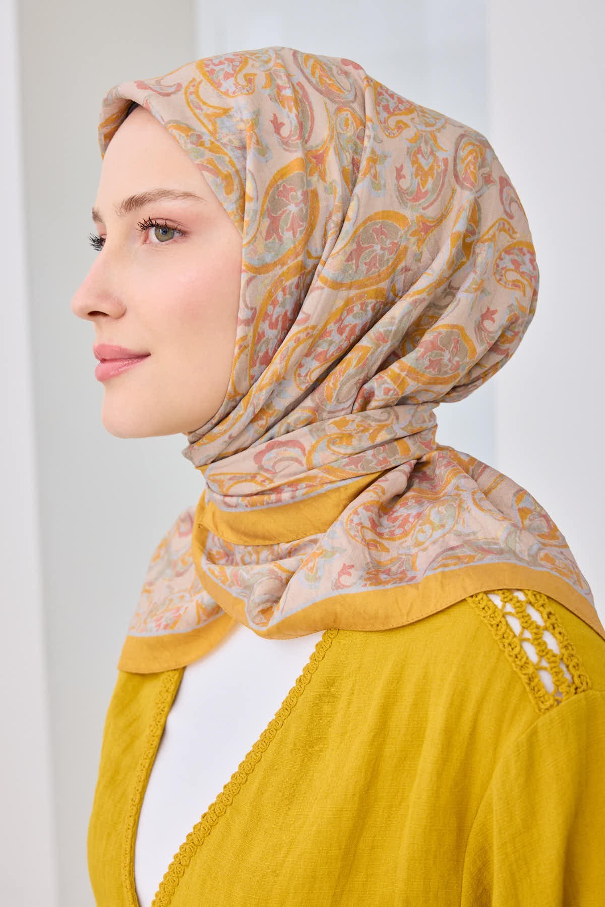 Velora Eşarp Ethnic Sarı