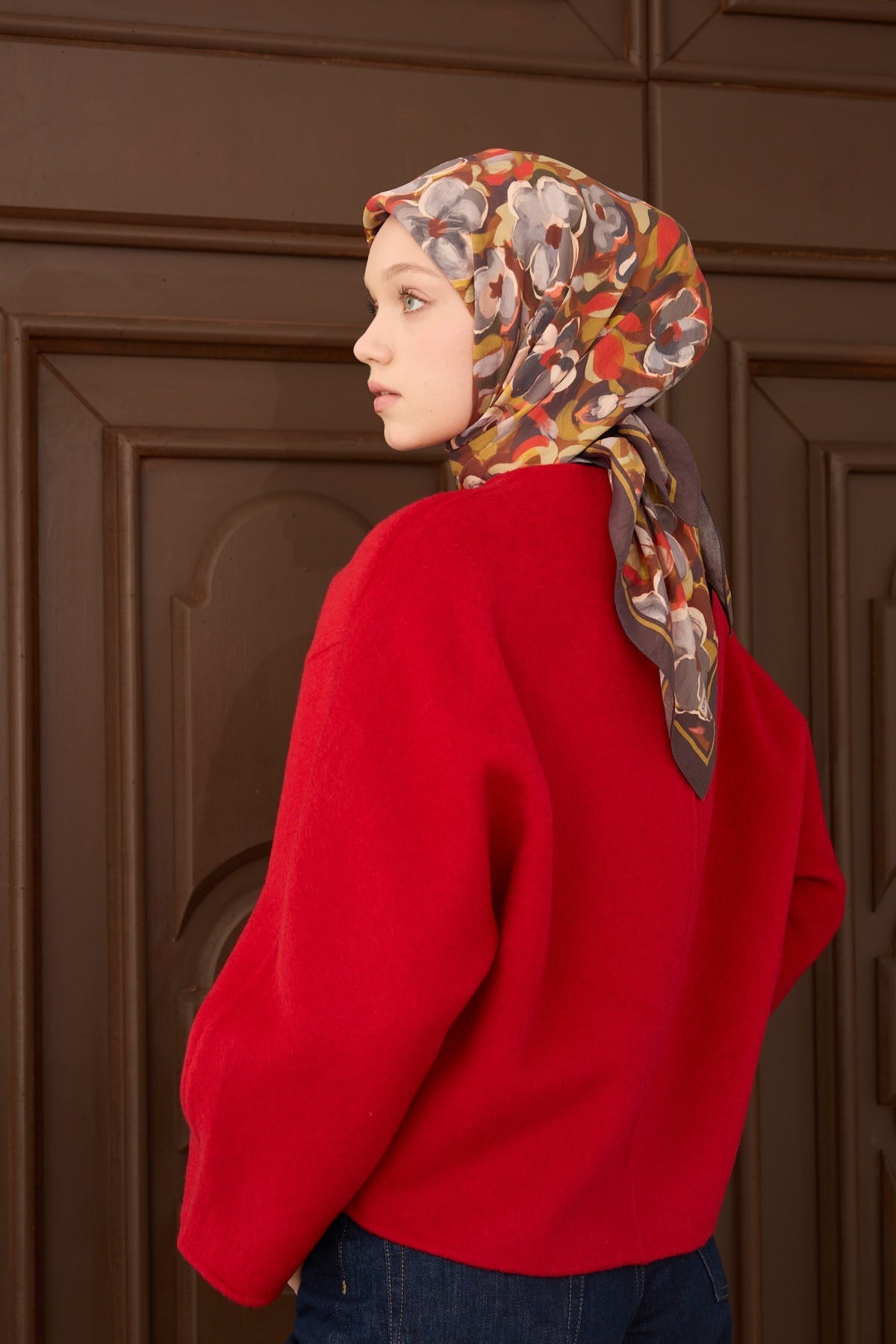Velora Eşarp Flower  Acı Kahve