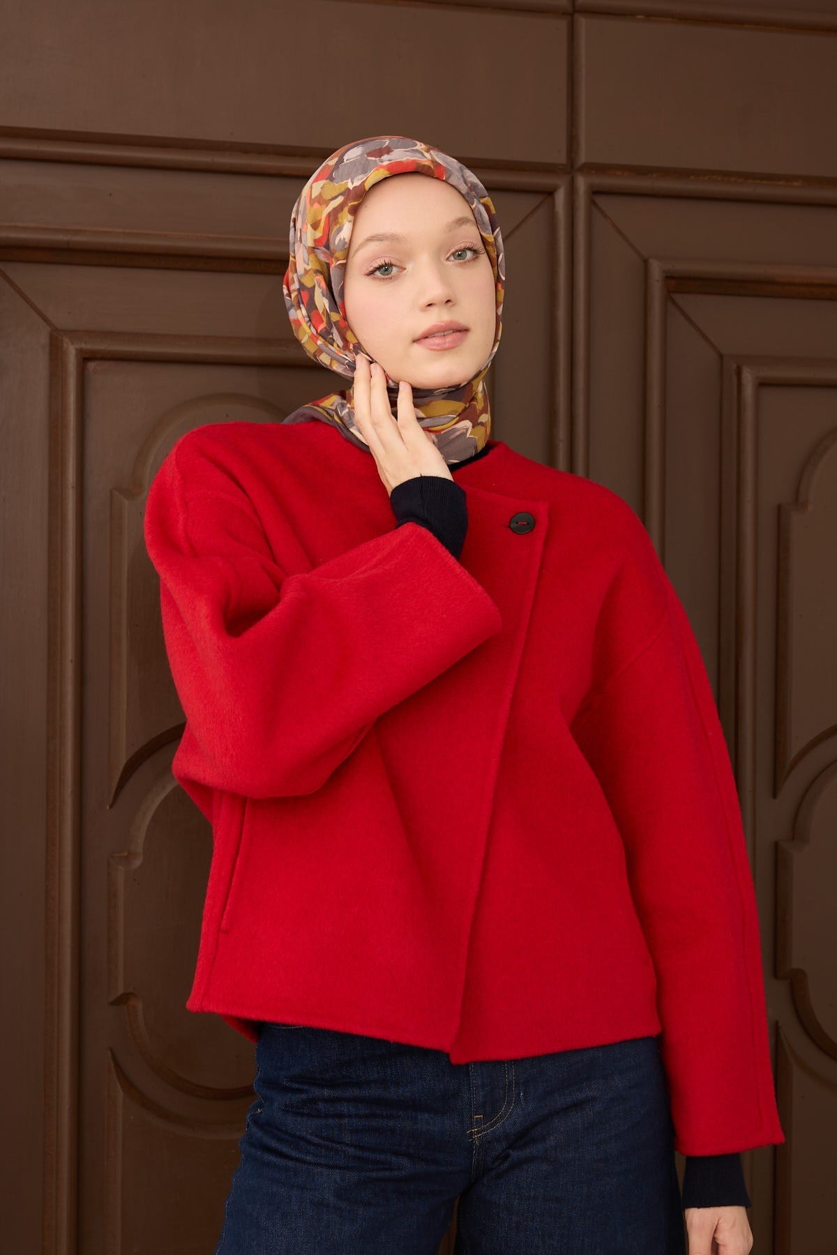 Velora Eşarp Flower  Acı Kahve