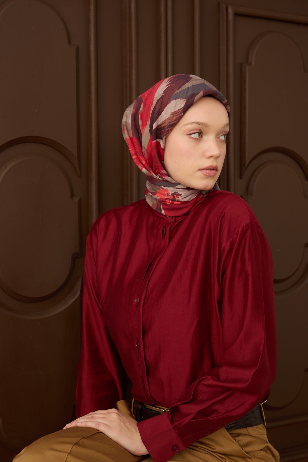 Velora Eşarp Flower Bordo