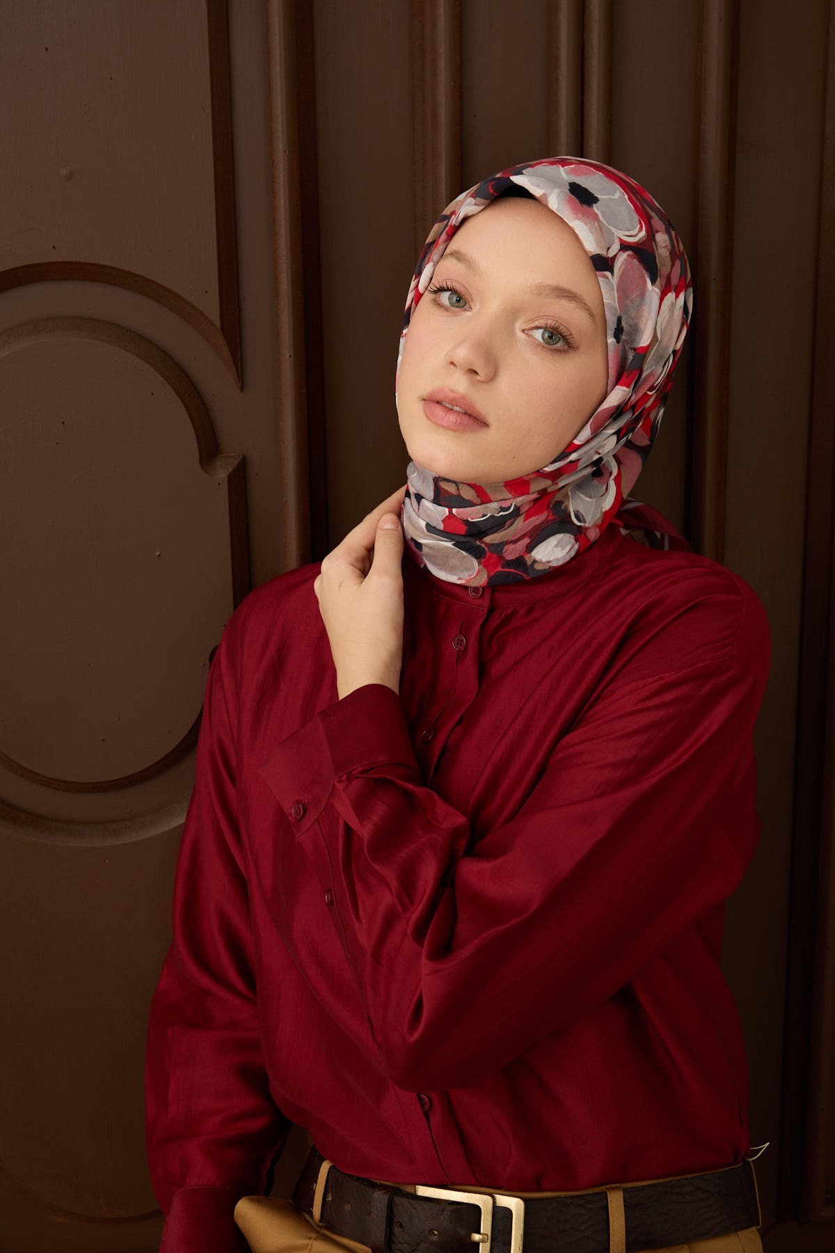 Velora Eşarp Flower Bordo