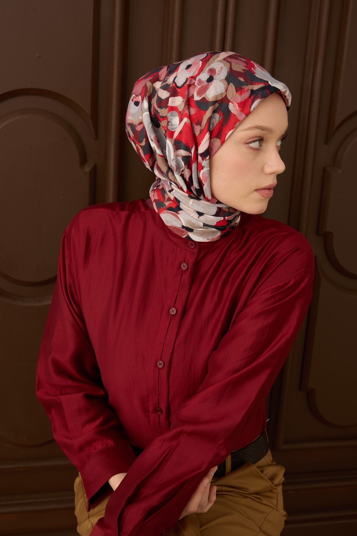 Velora Eşarp Flower Bordo