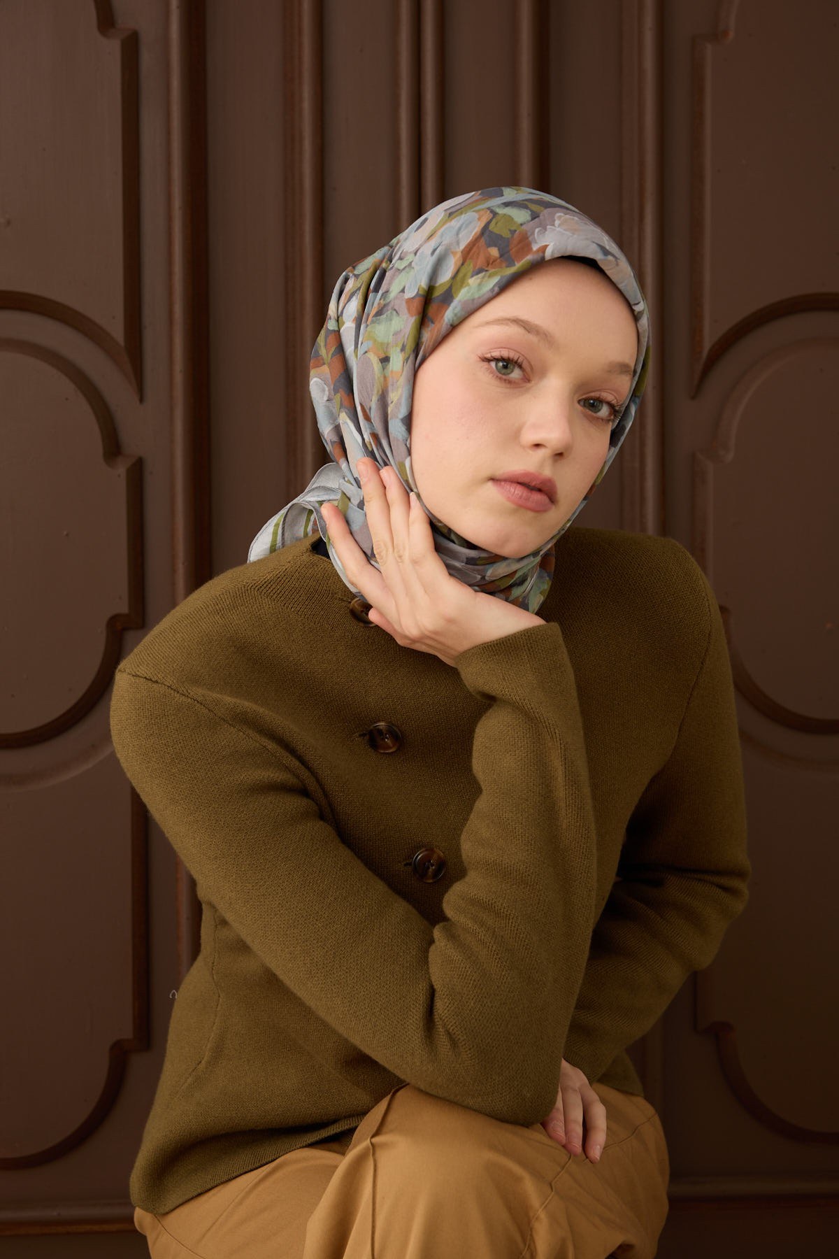 Velora Eşarp Flower Buz Mavisi