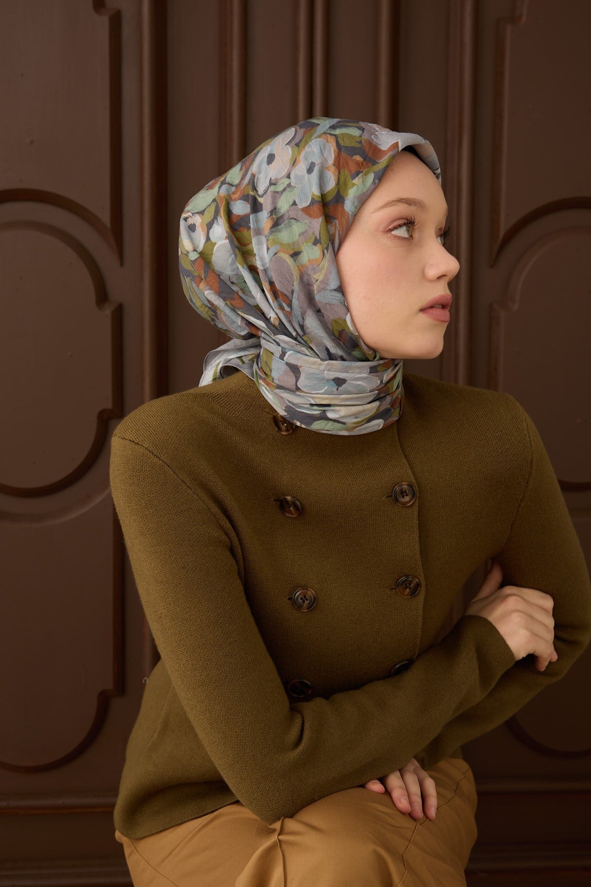 Velora Eşarp Flower Buz Mavisi