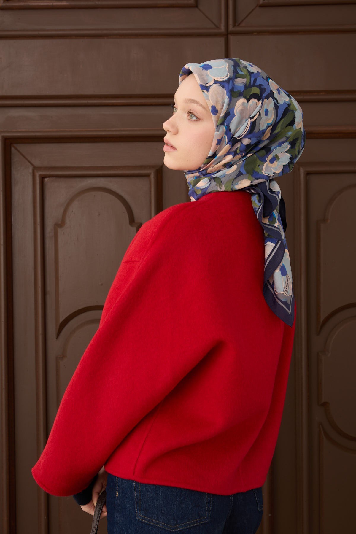 Velora Eşarp Flower Gece Mavisi