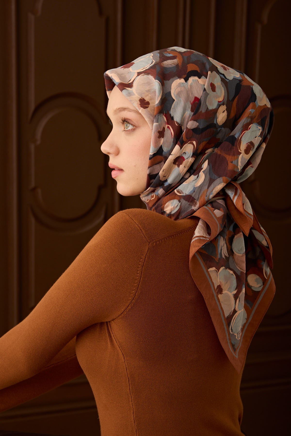 Velora Eşarp Flower Kiremit
