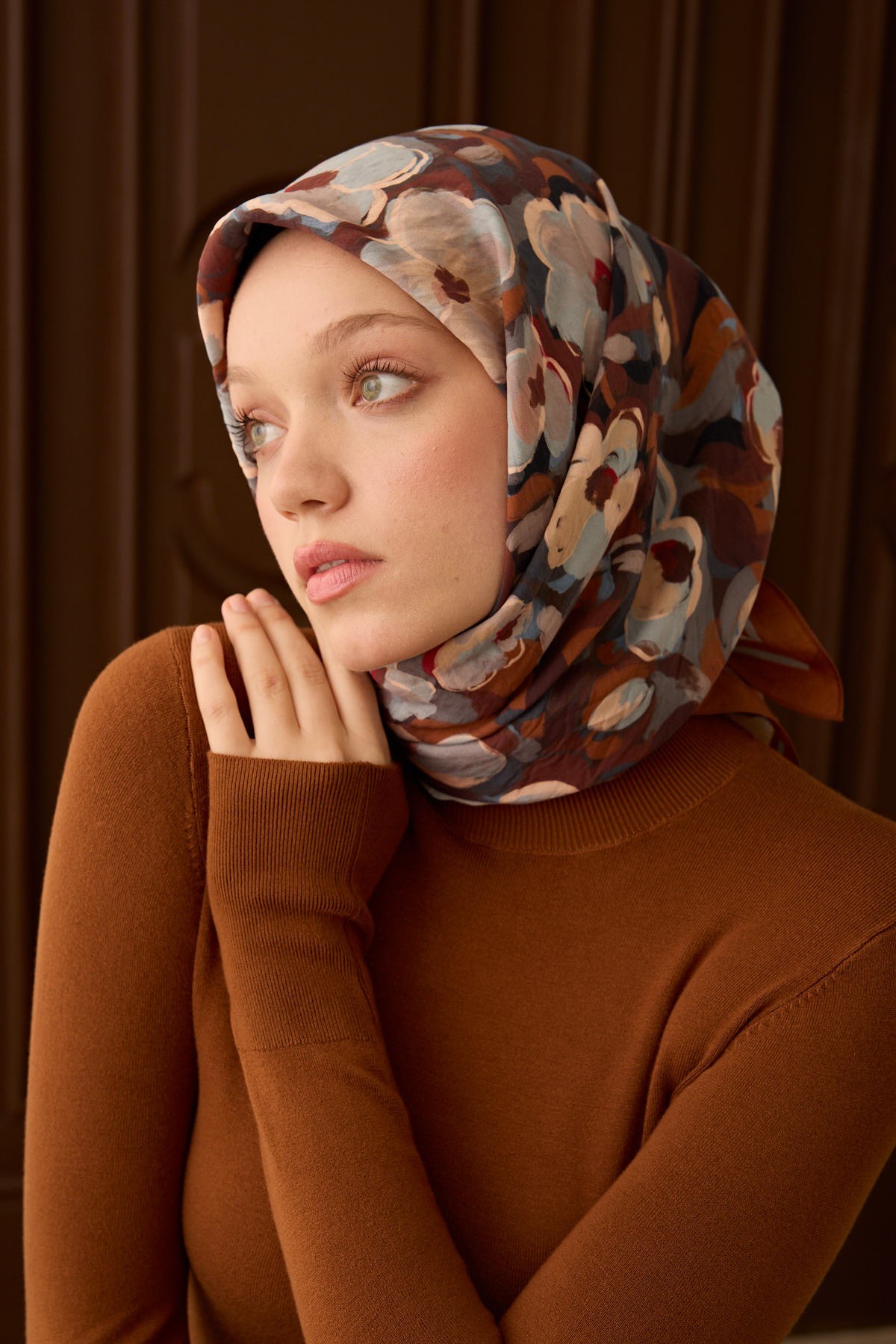 Velora Eşarp Flower Kiremit