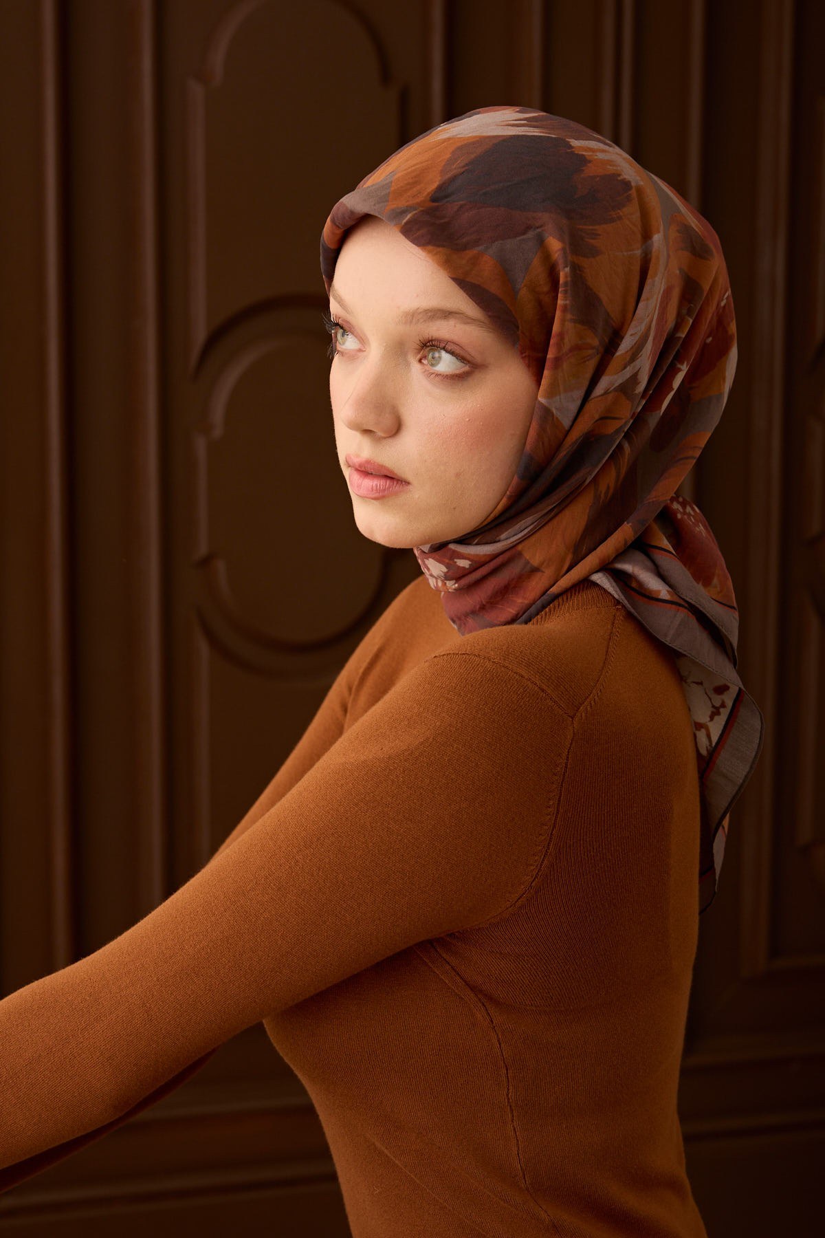 Velora Eşarp Flower Kiremit