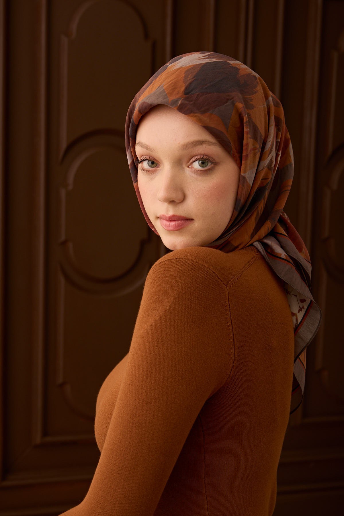 Velora Eşarp Flower Kiremit