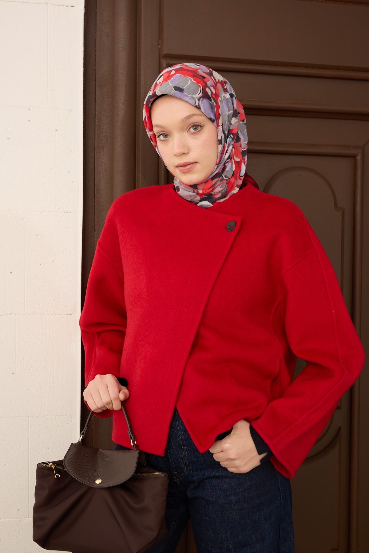 Velora Eşarp Flower Kırmızı