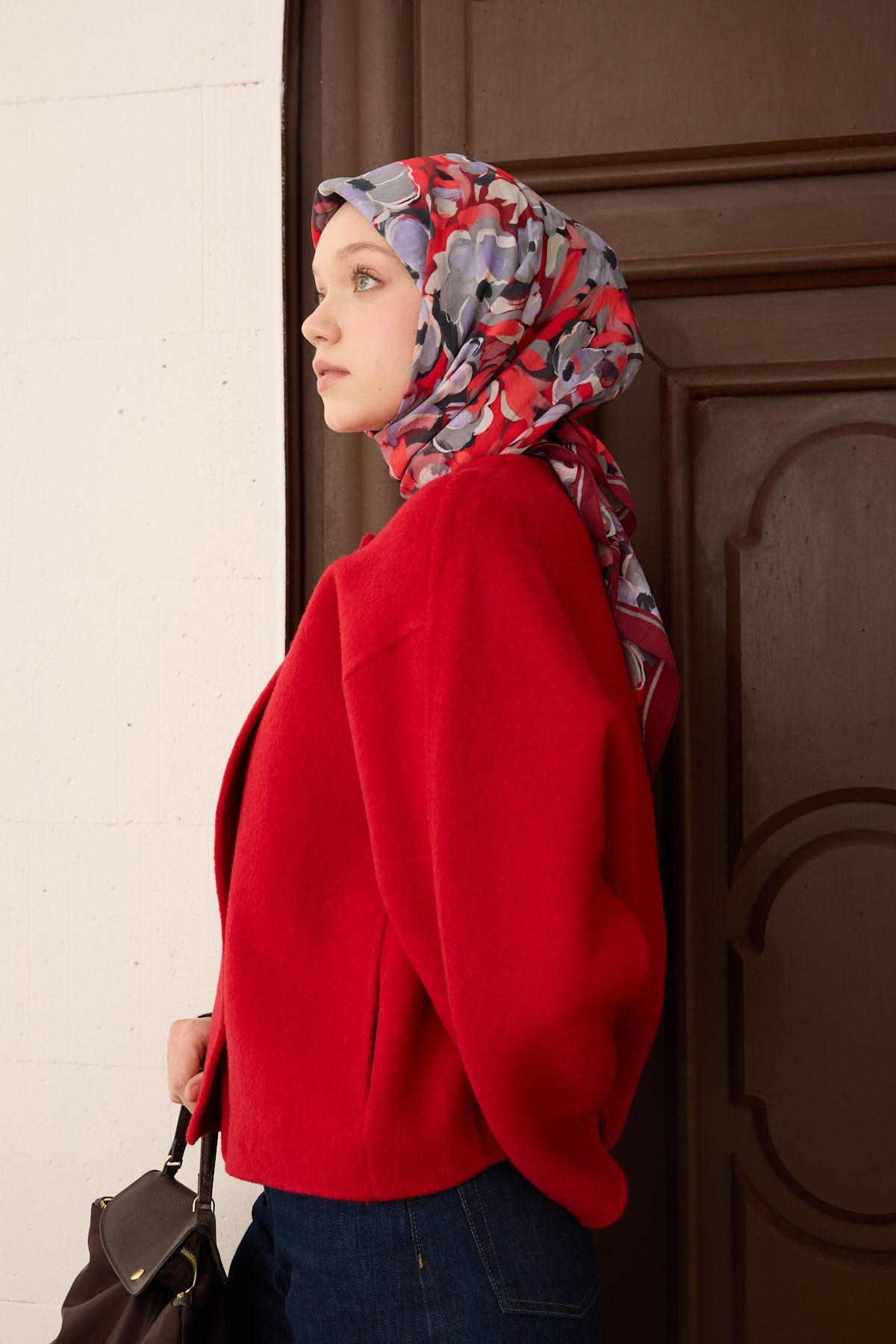Velora Eşarp Flower Kırmızı