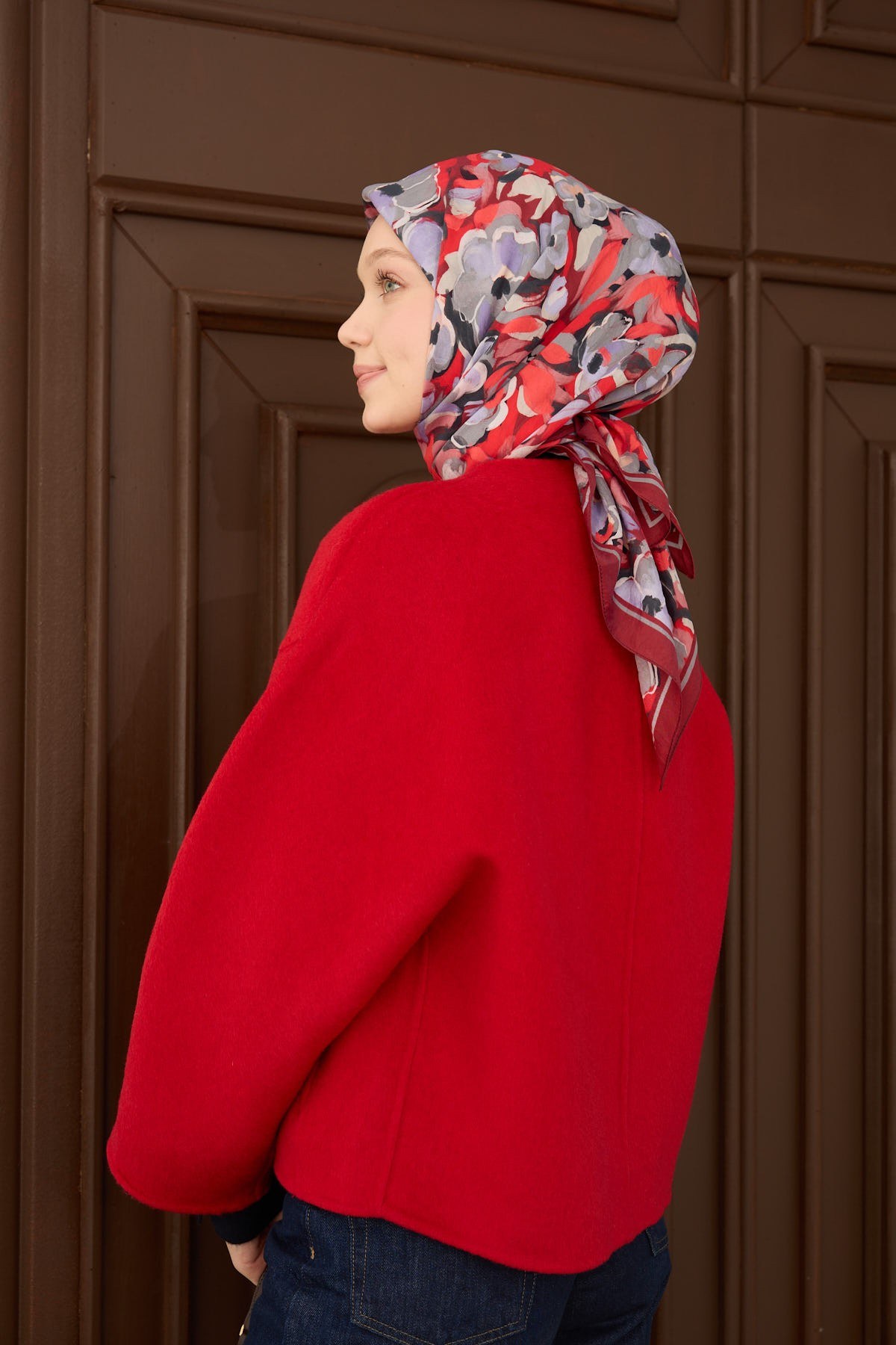 Velora Eşarp Flower Kırmızı