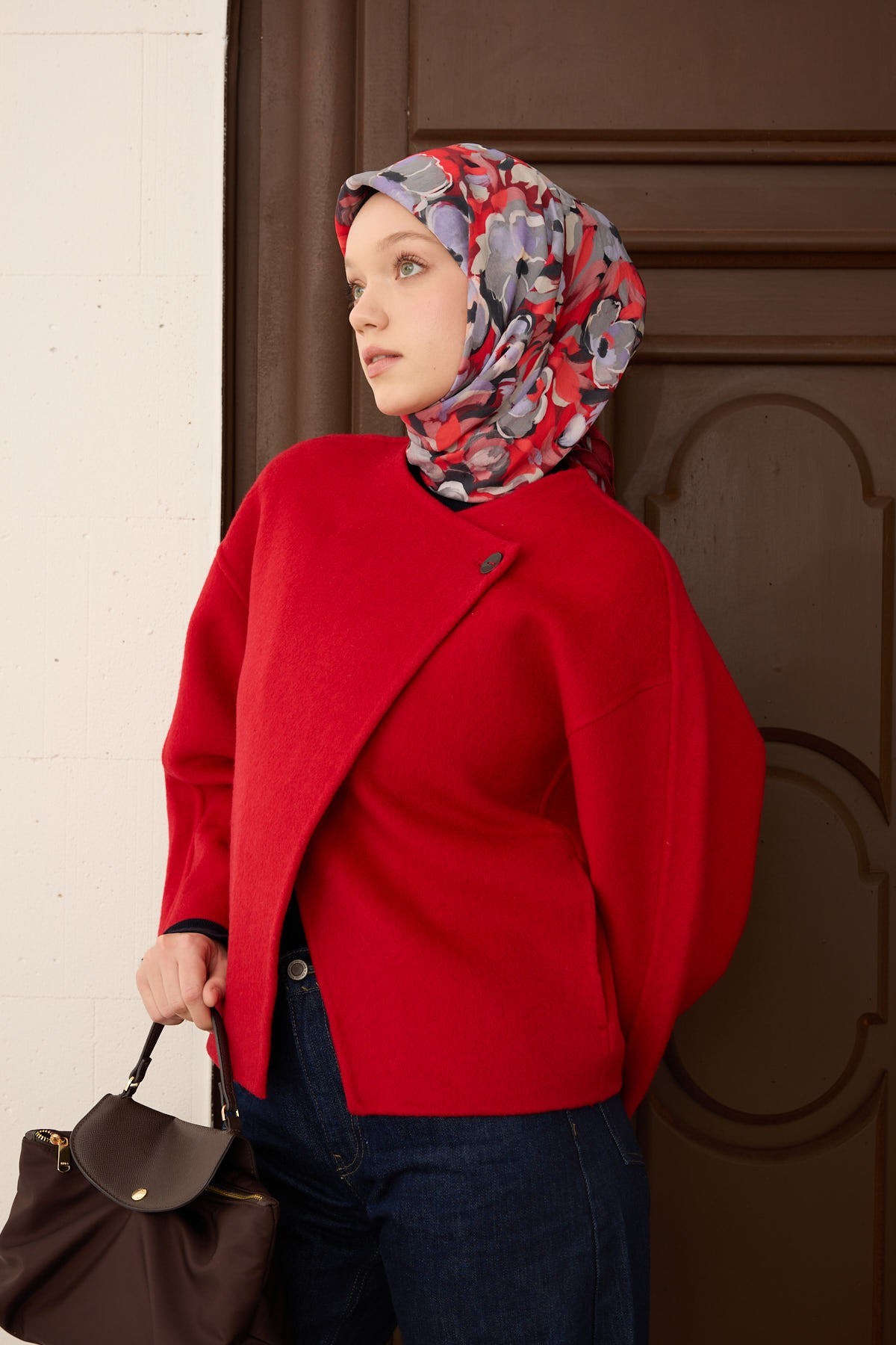 Velora Eşarp Flower Kırmızı