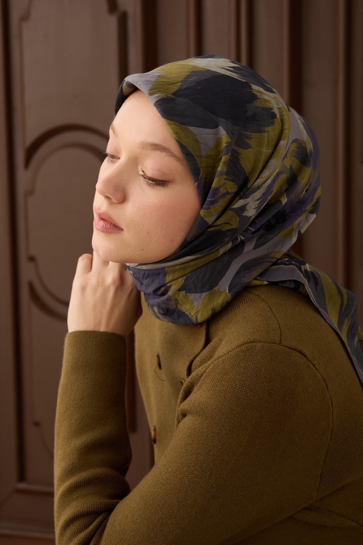 Velora Eşarp Flower Koyu Mor