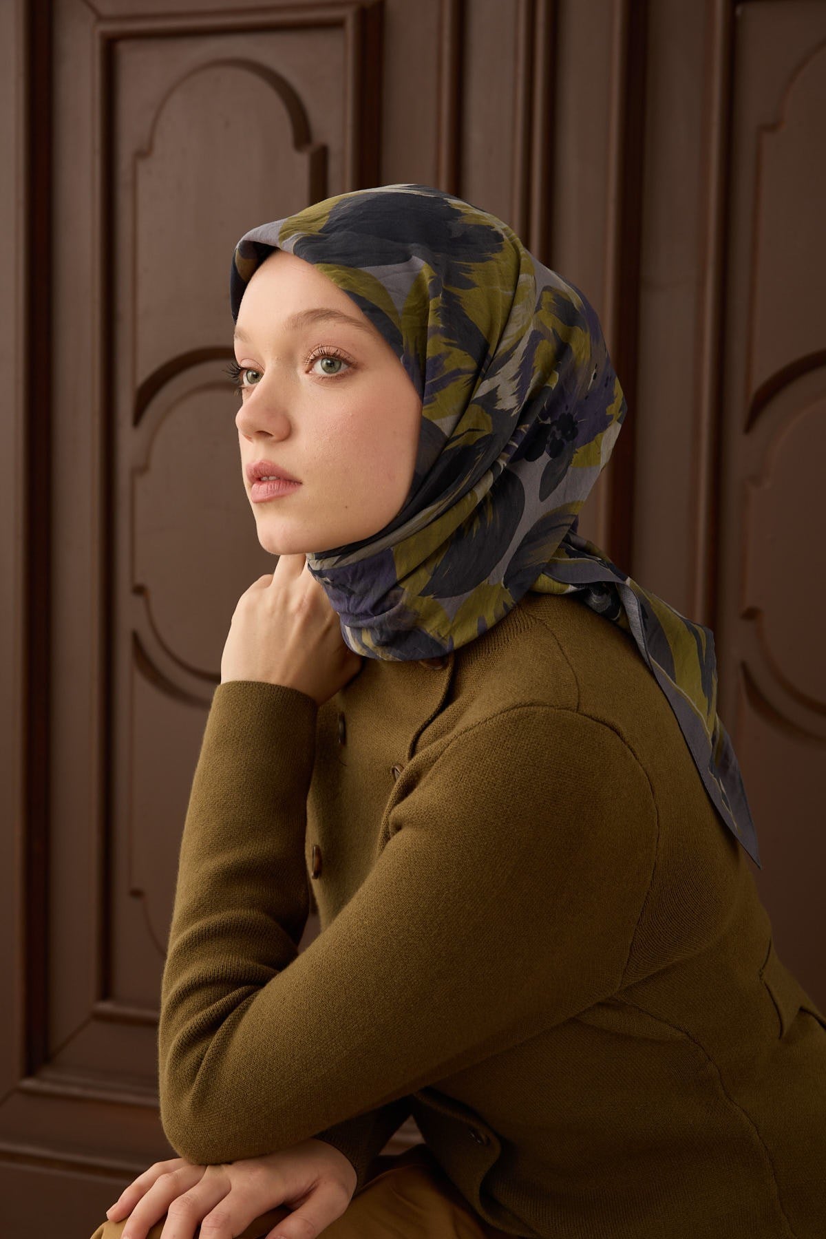 Velora Eşarp Flower Koyu Mor