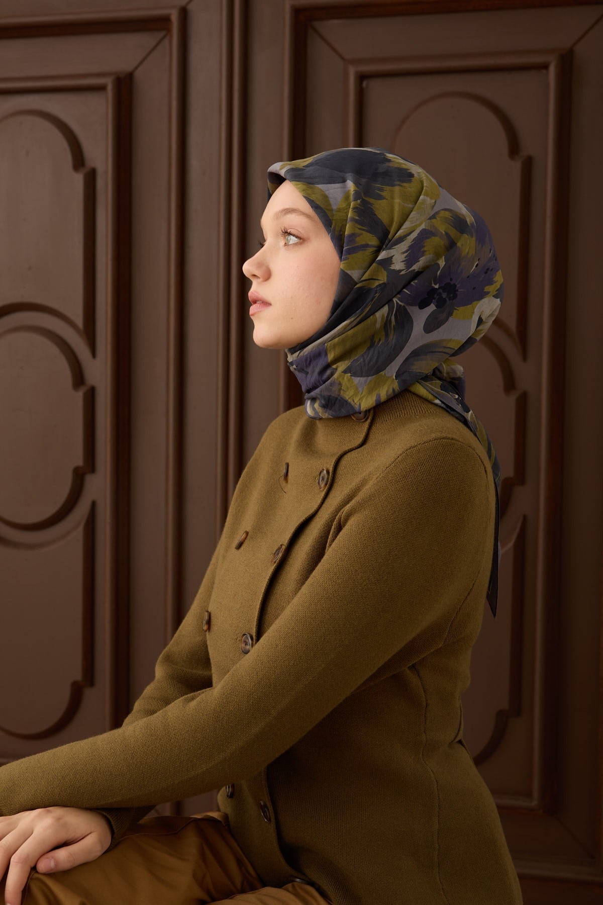 Velora Eşarp Flower Koyu Mor