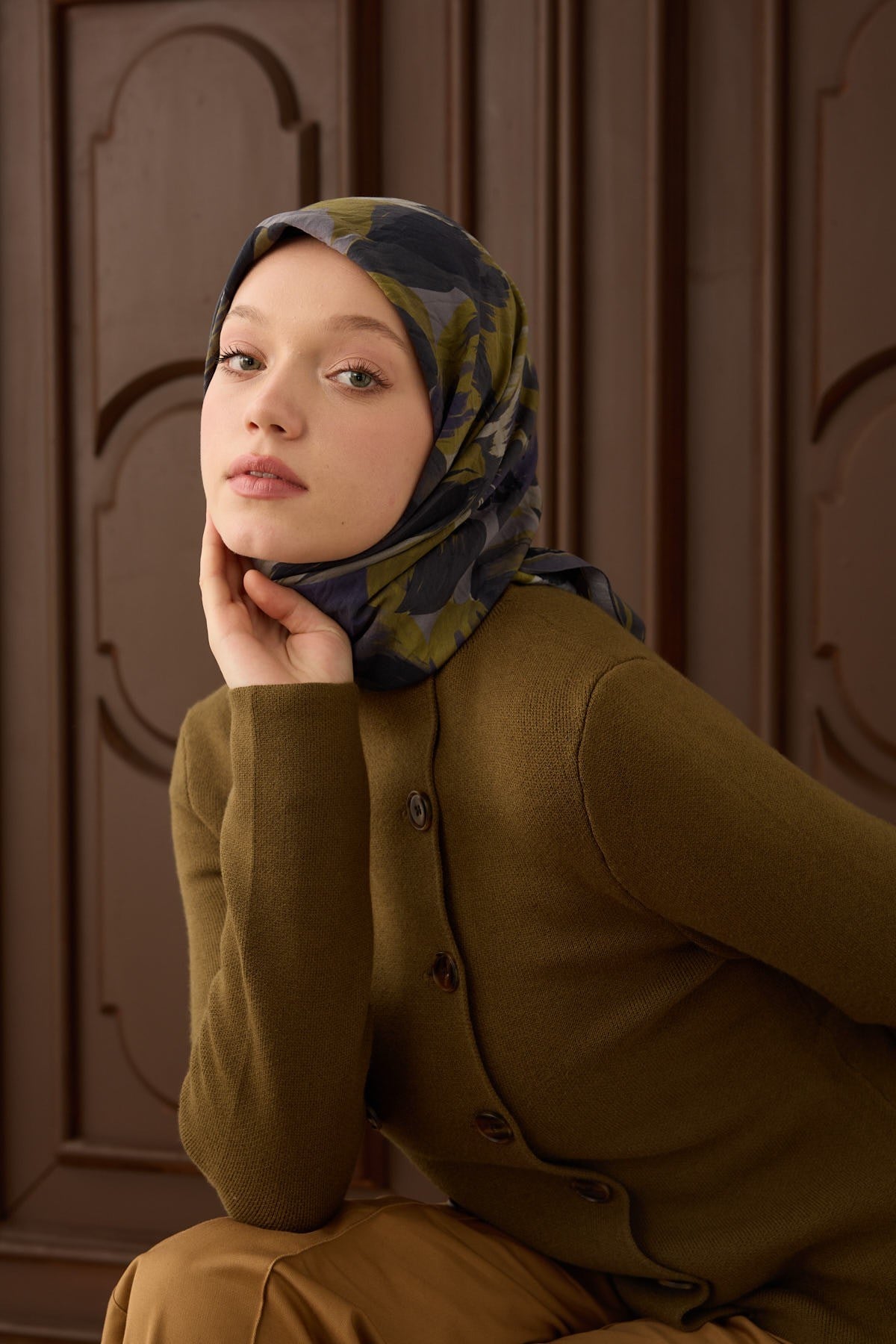 Velora Eşarp Flower Koyu Mor