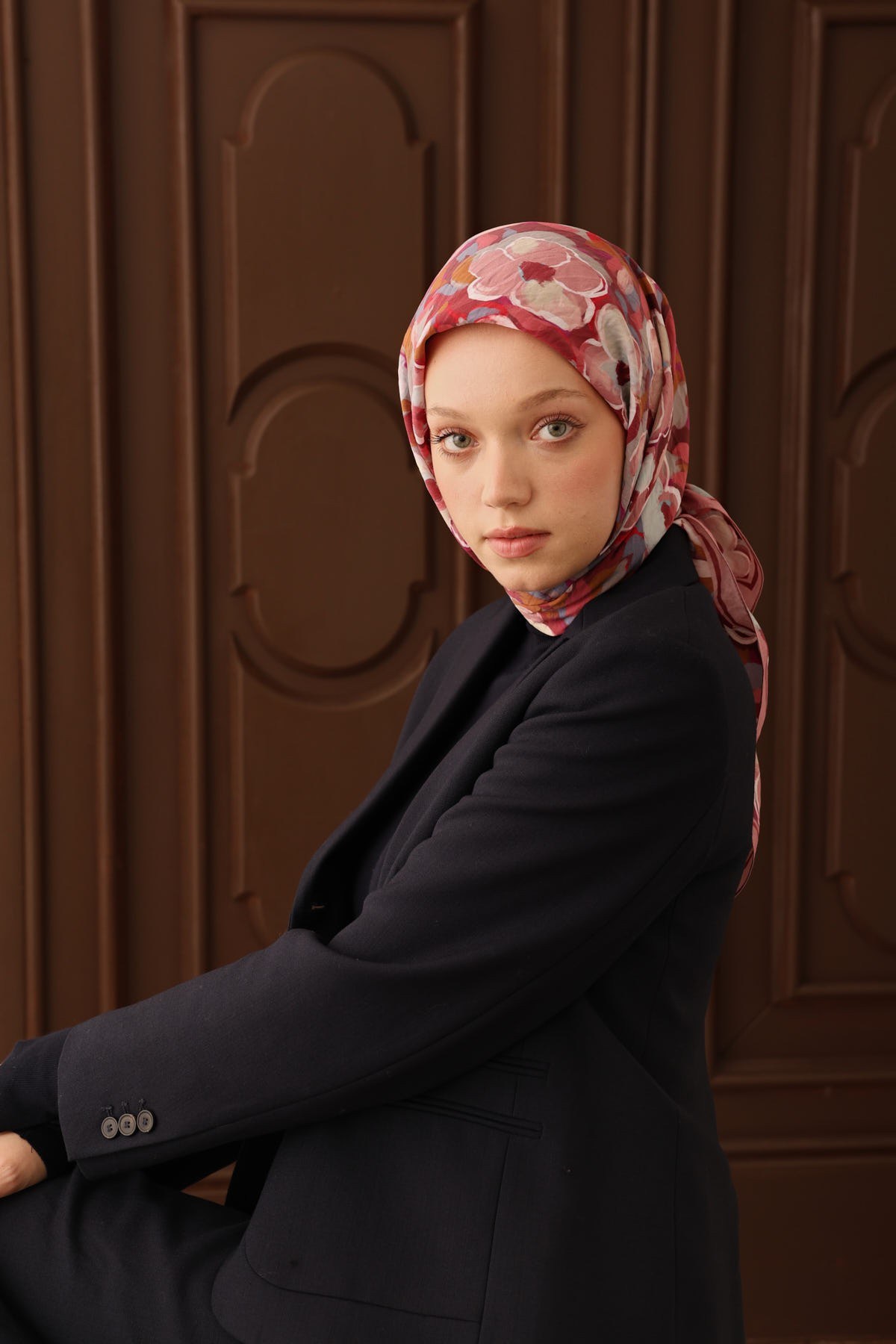 Velora Eşarp Flower Koyu Pembe