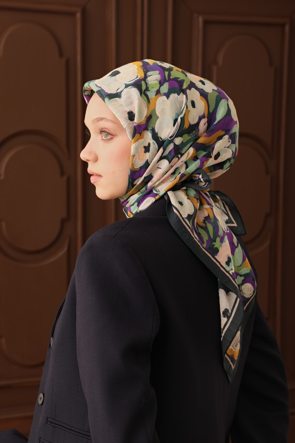 Velora Eşarp Flower Koyu Zümrüt