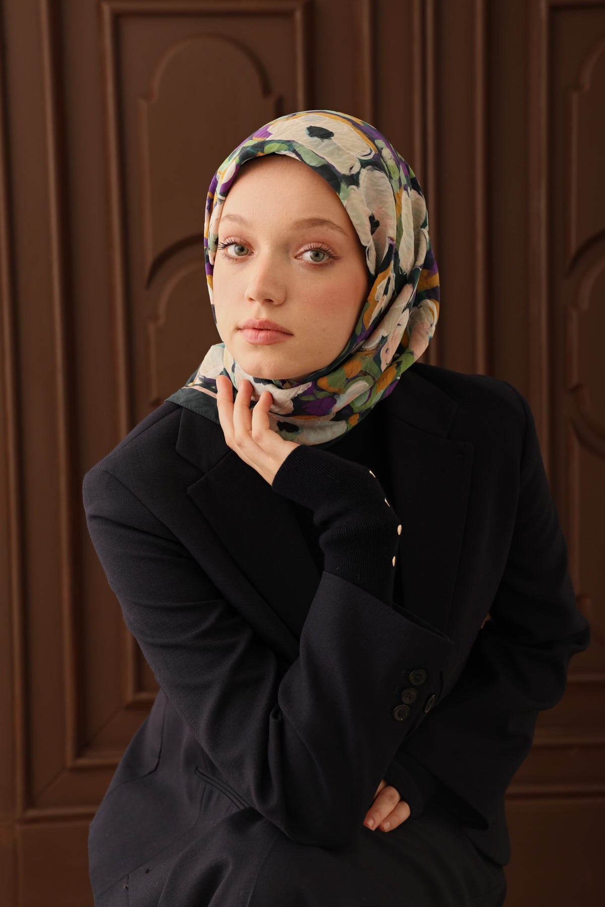 Velora Eşarp Flower Koyu Zümrüt
