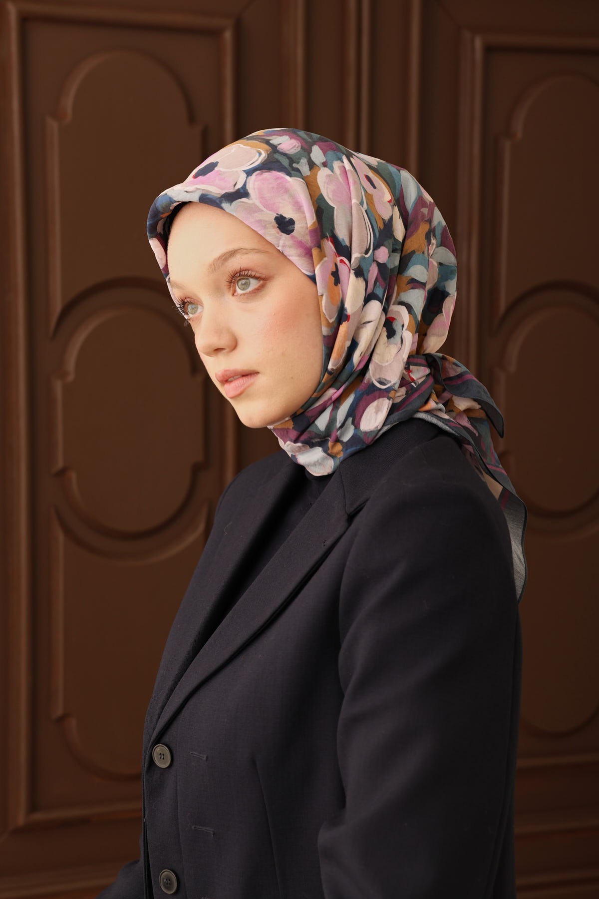 Velora Eşarp Flower Lacivert