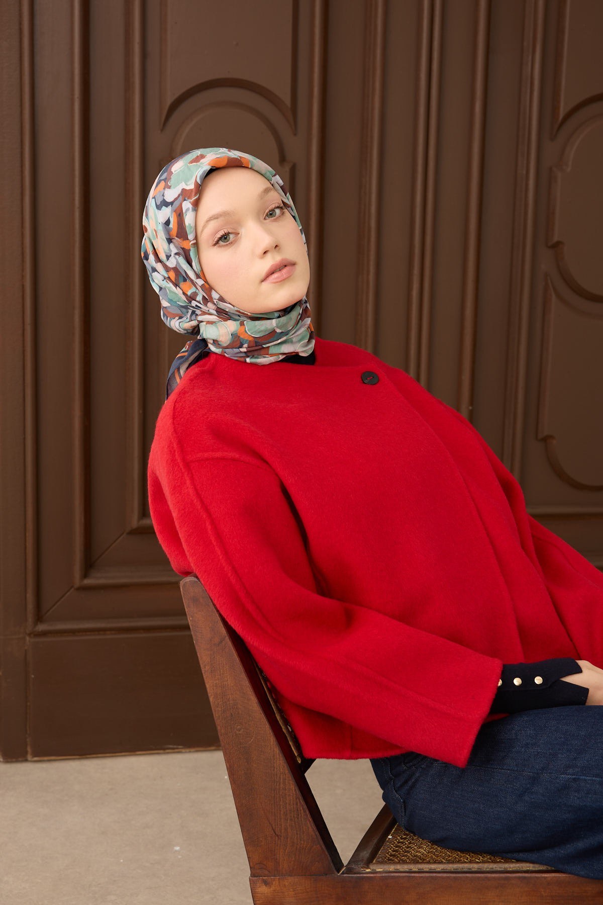 Velora Eşarp Flower Lacivert