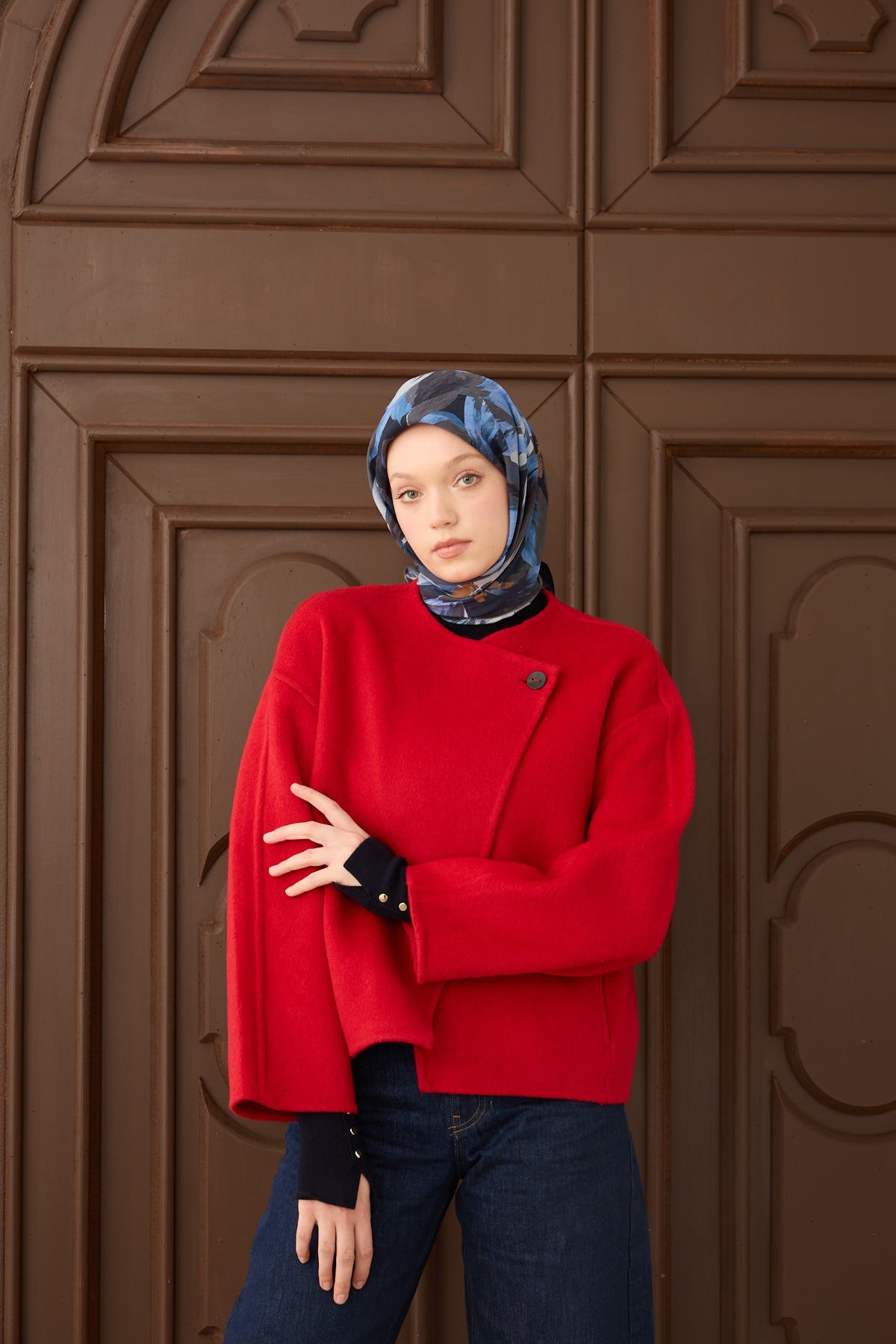 Velora Eşarp Flower Lacivert
