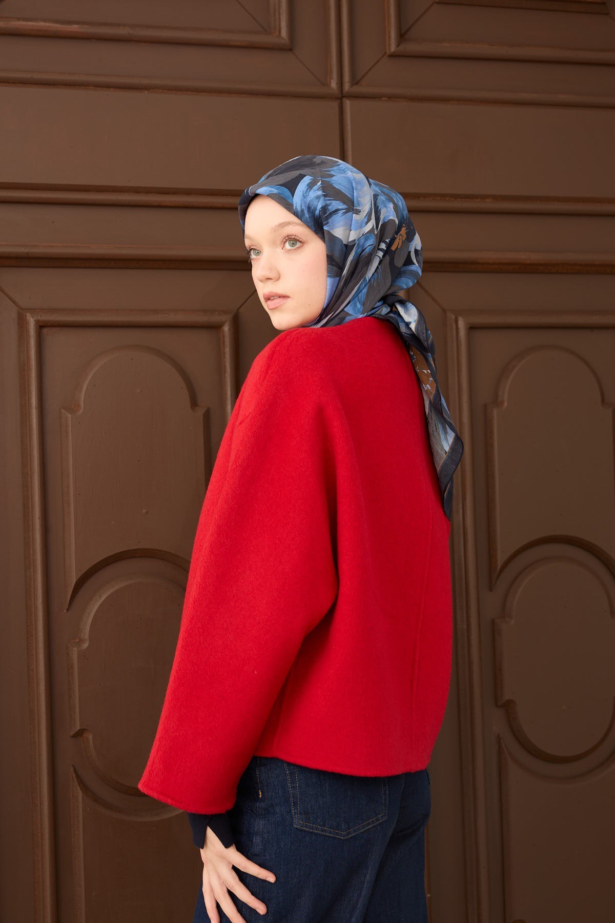 Velora Eşarp Flower Lacivert