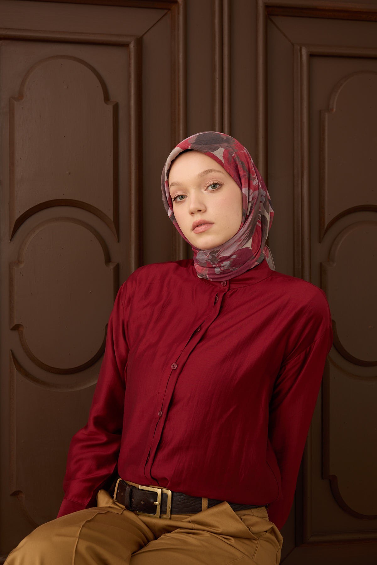Velora Eşarp Flower Mürdüm