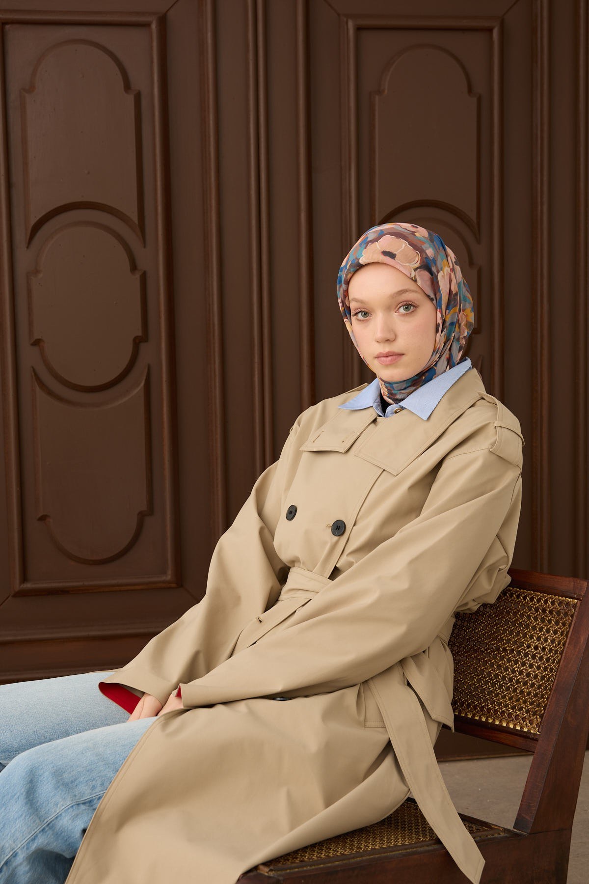 Velora Eşarp Flower Sütlü Kahve