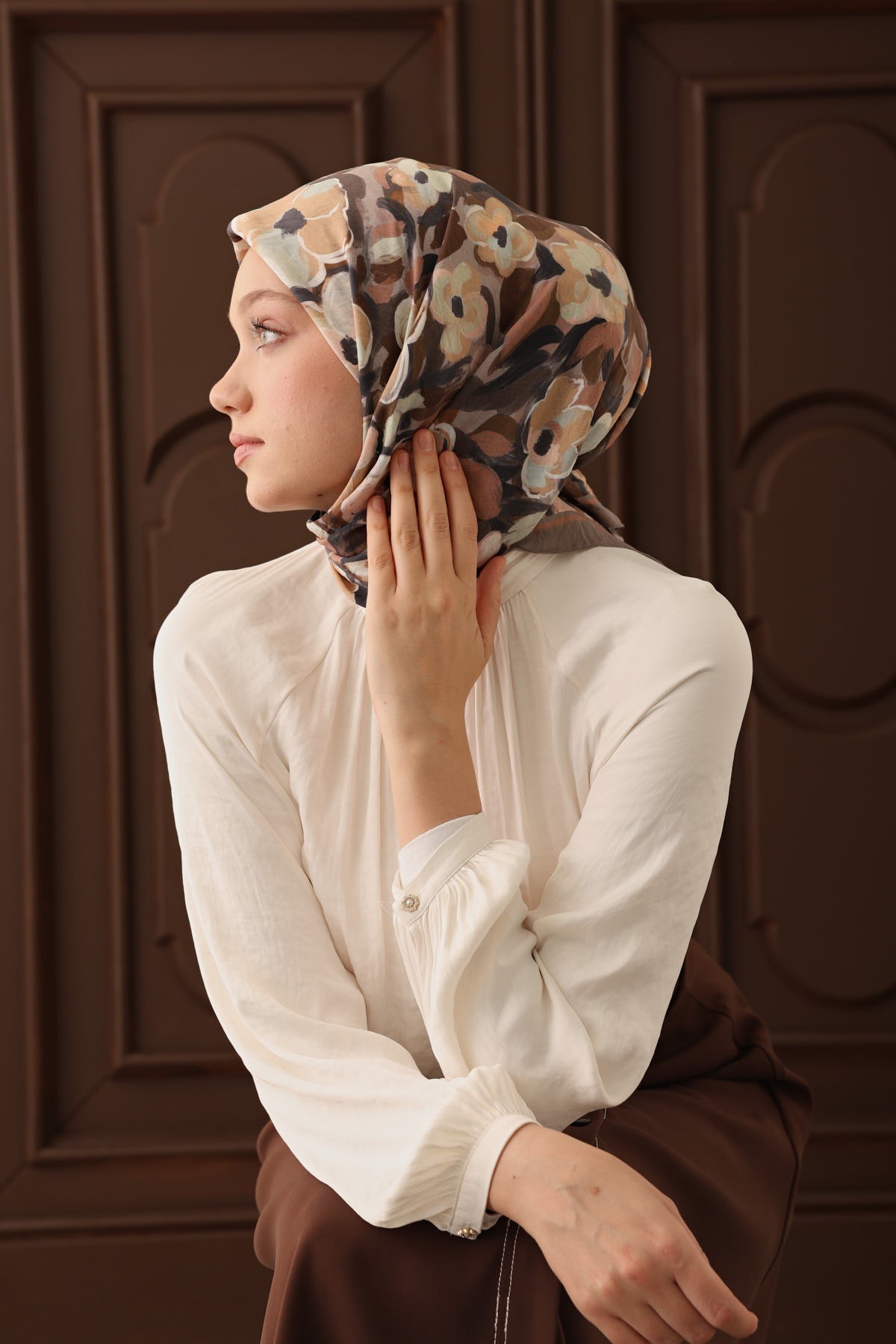 Velora Eşarp Flower Vizon