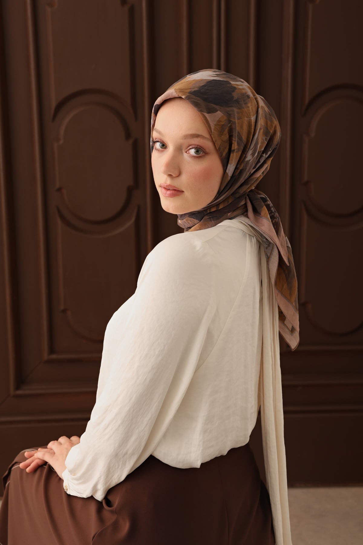 Velora Eşarp Flower Vizon