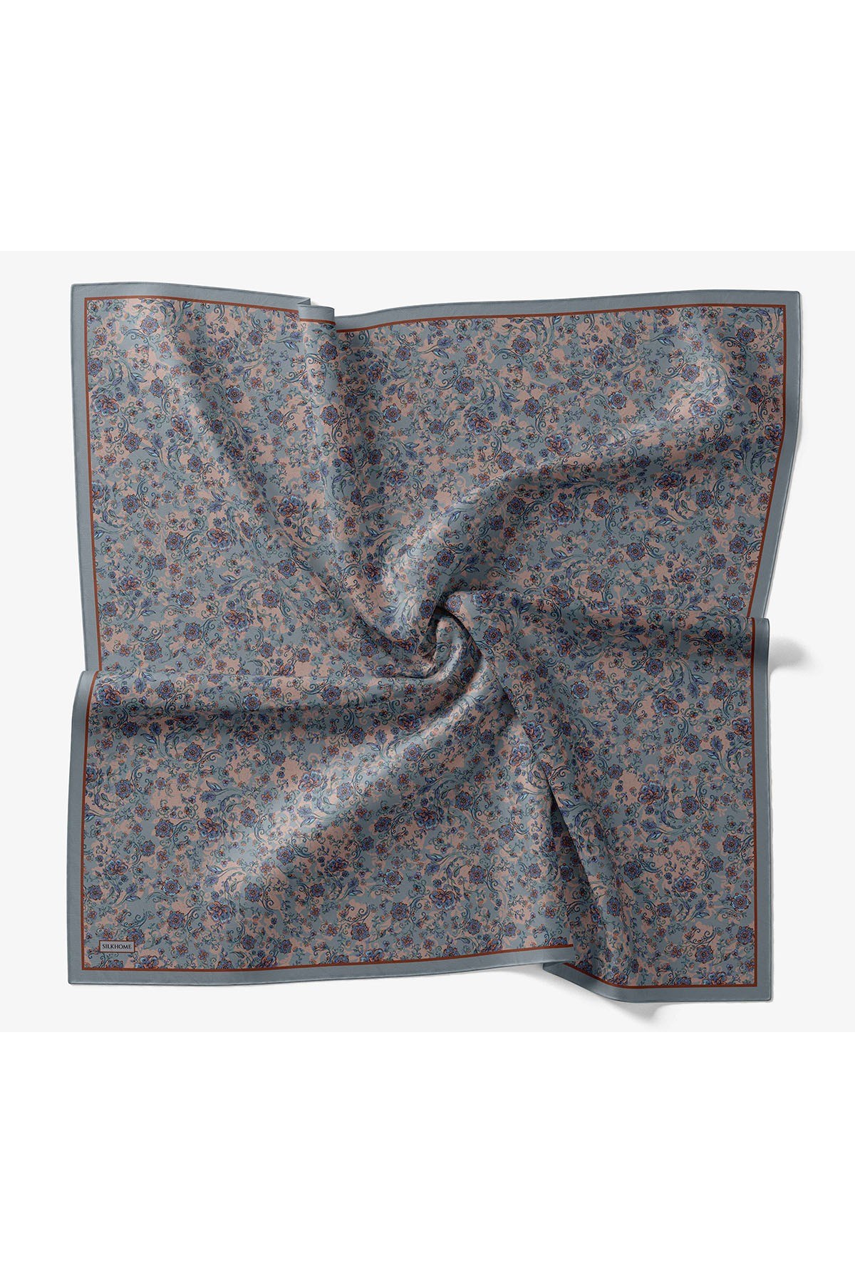 Velora Eşarp Modern Flora Mavi Gri 90x90