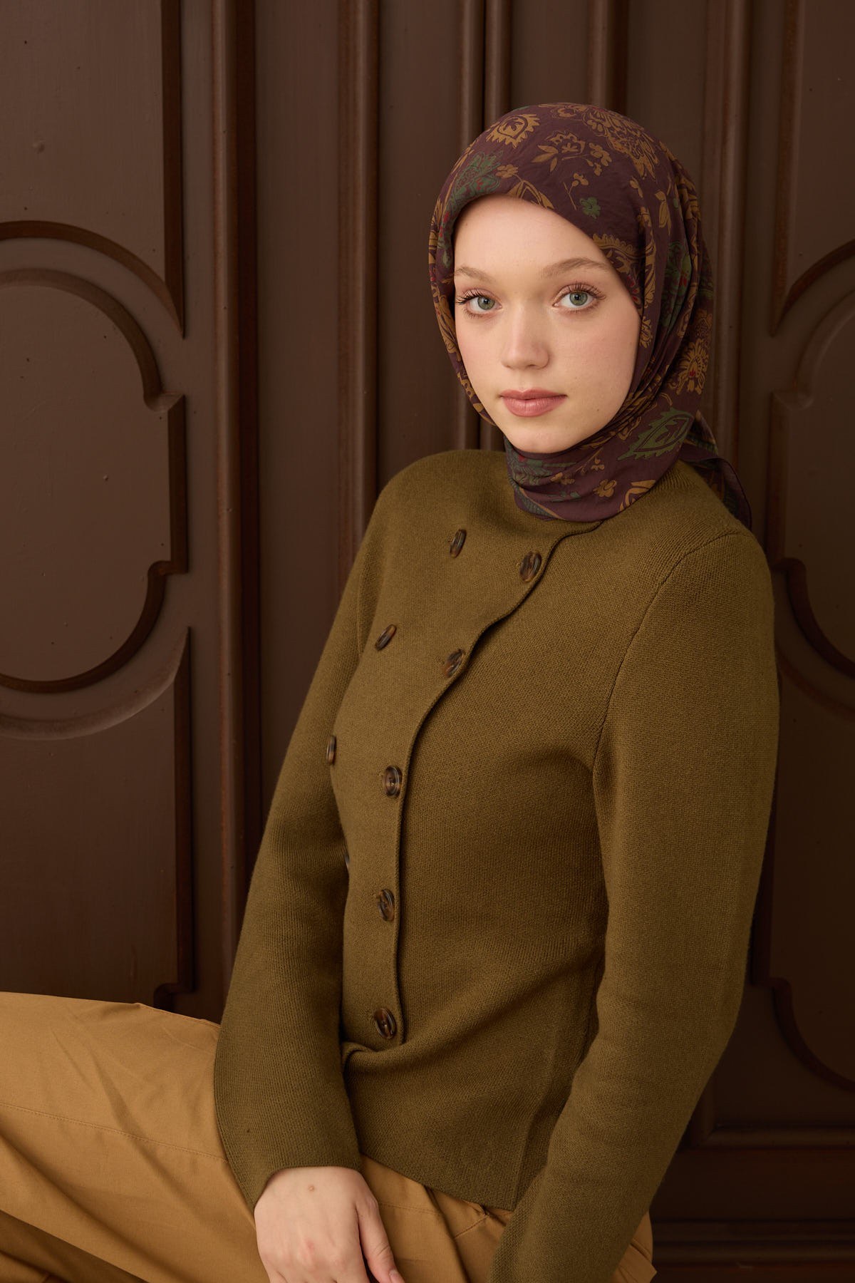 Velora Eşarp Shawl Pattern Acı Kahve